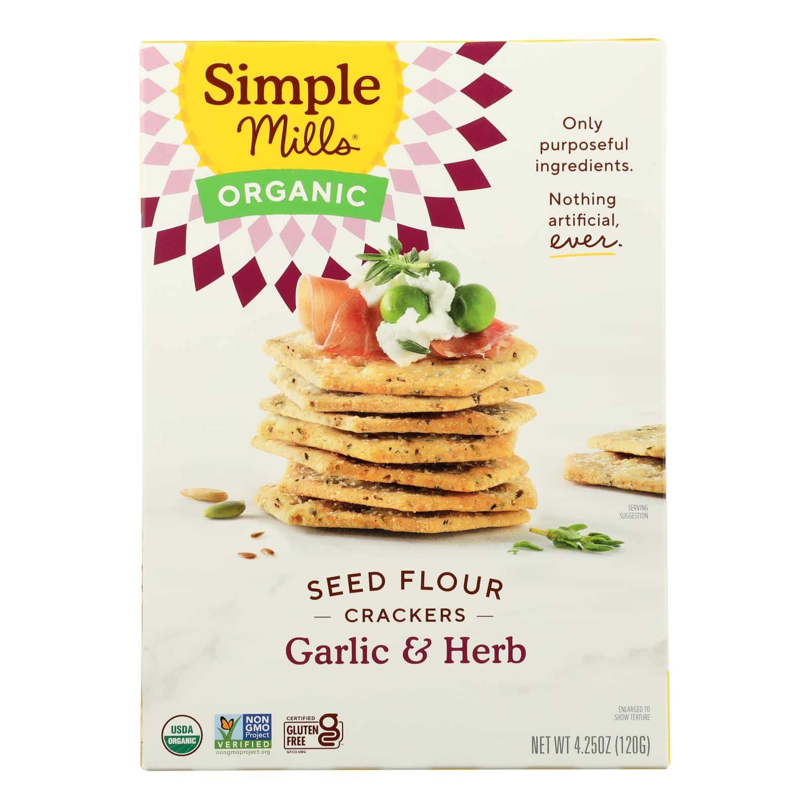 Simple Mills - Crckr Seed Flr Grlc-hrb - Case Of 6-4.25 Oz