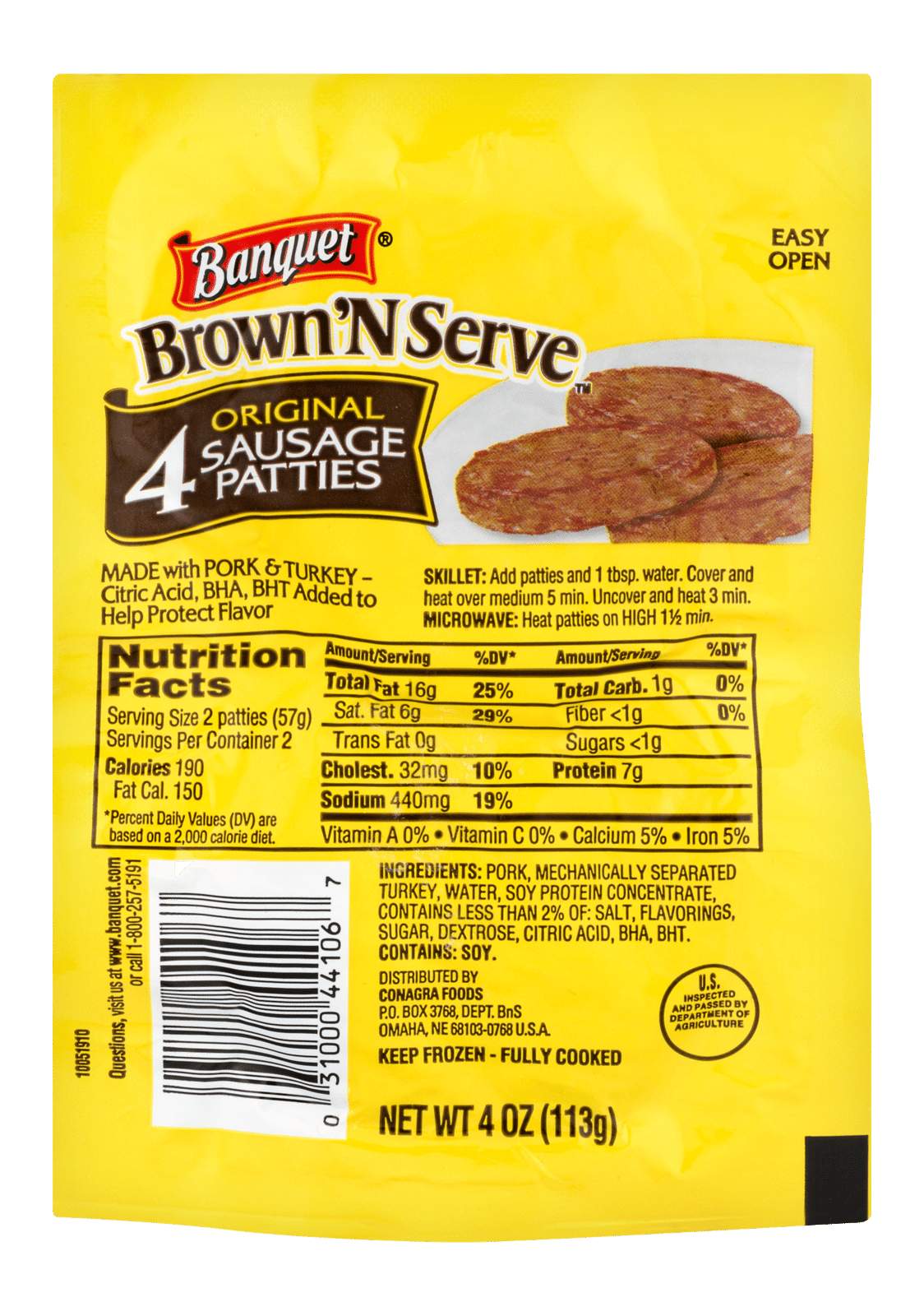 Banquet Brown 'N Serve Original Sausage Patties