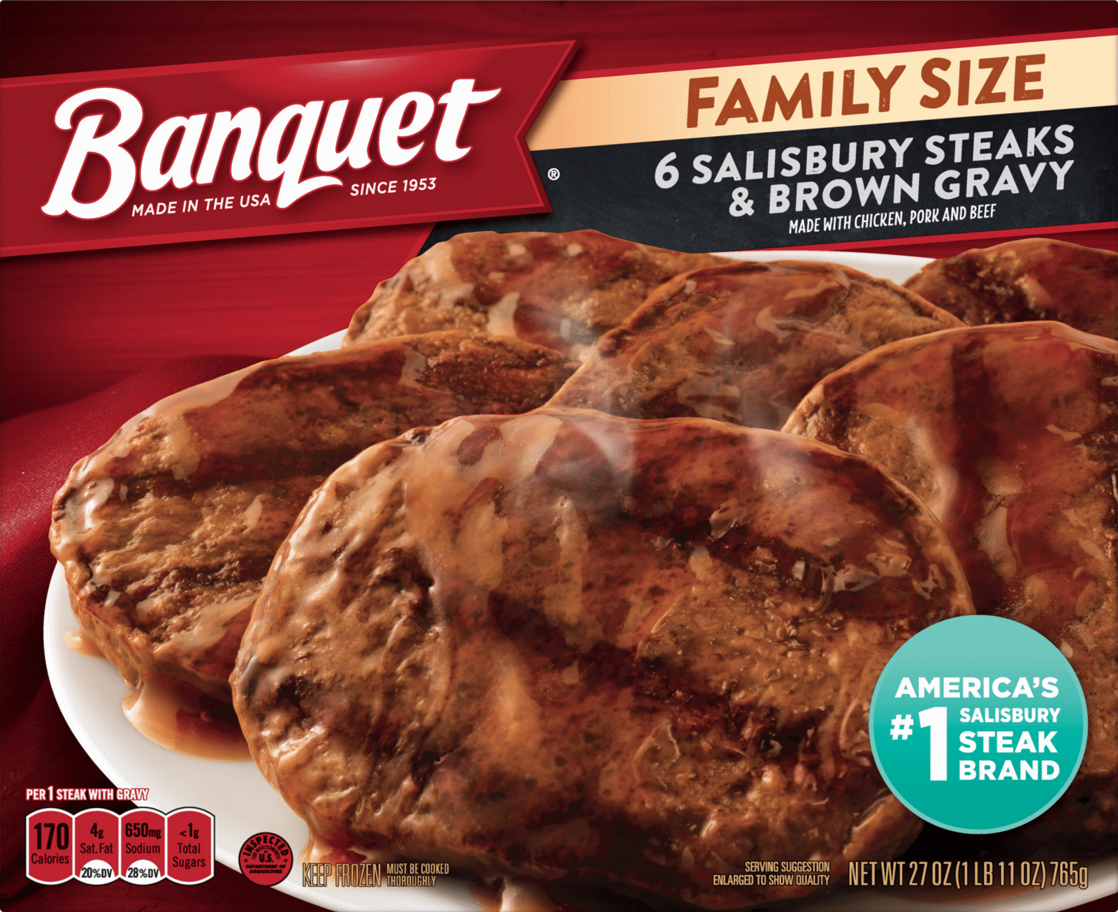 Banquet Family Size Salisbury Steak & Brown Gravy 6 ea