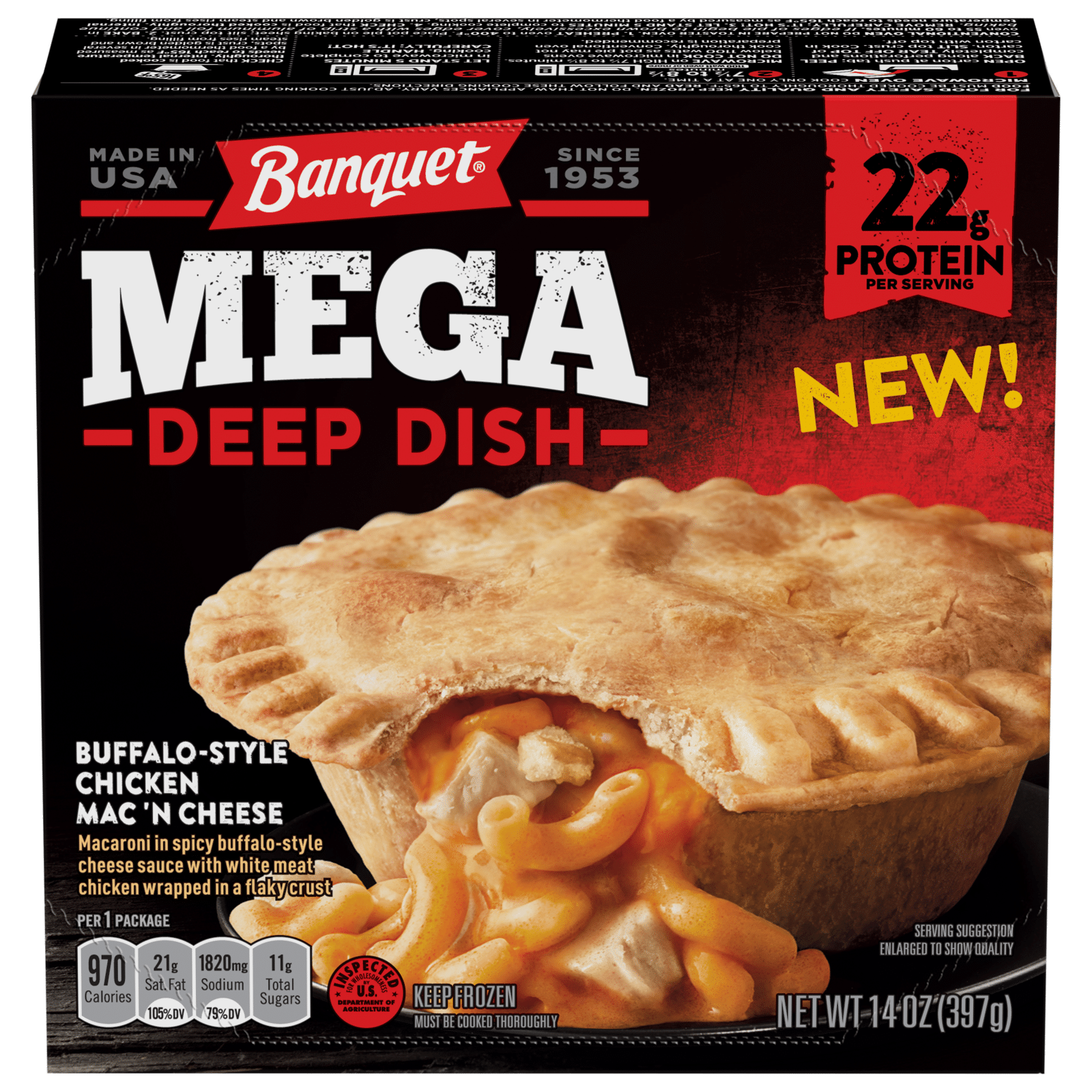 Banquet Mega Deep Dish Pot Pie Buffalo-Style Chicken Mac 'N Cheese