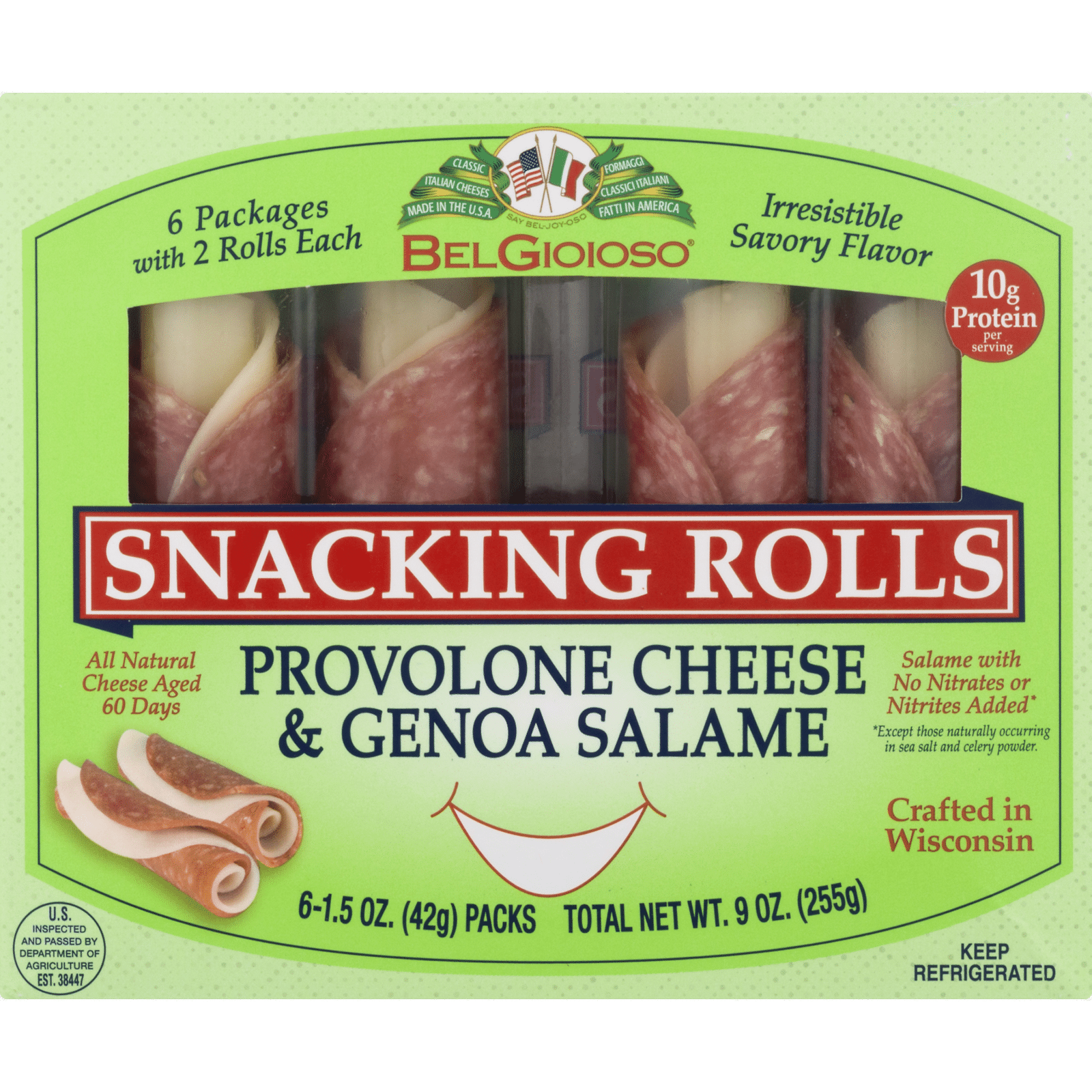 BelGioioso Snacking Rolls, Provolone Cheese & Genoa Salame