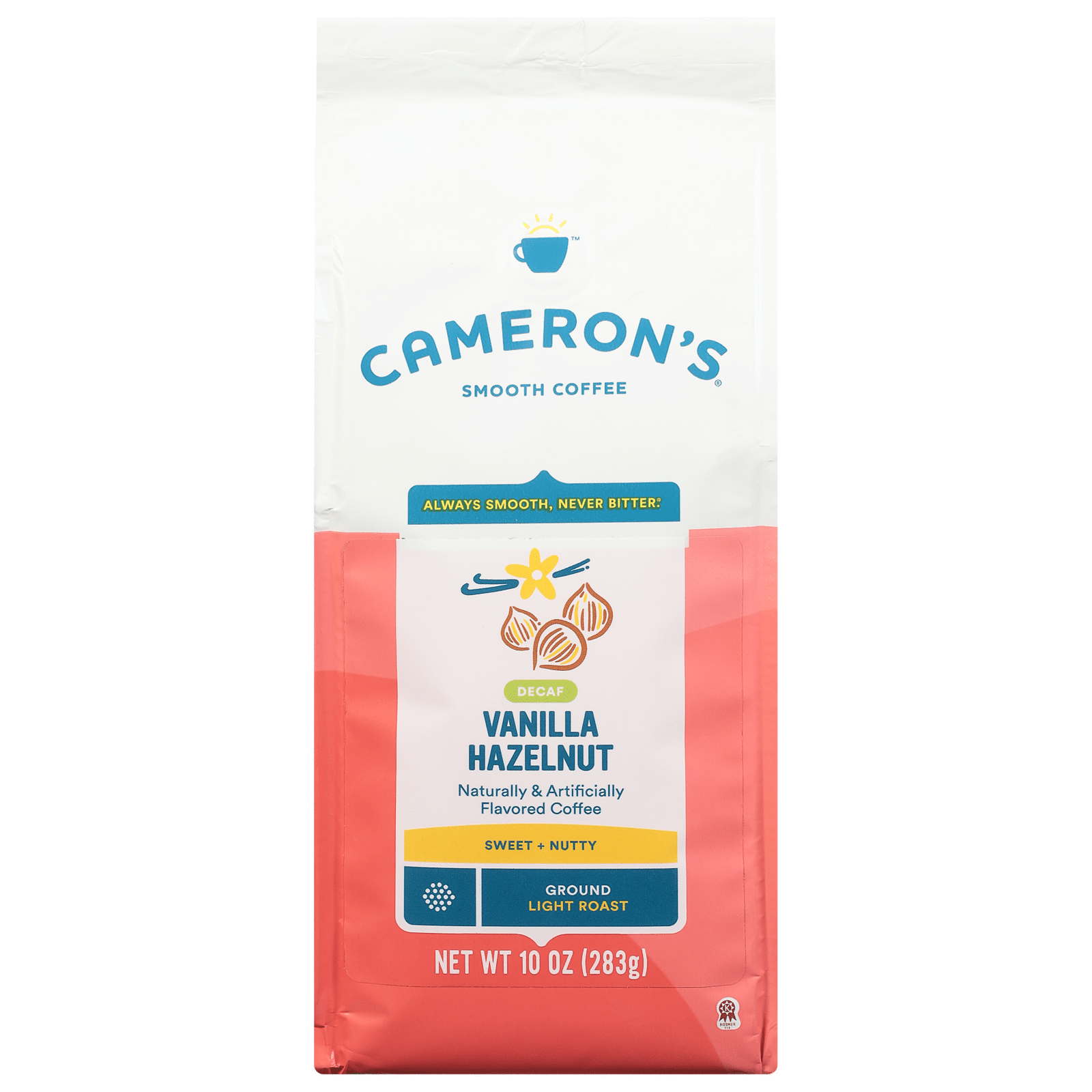 Cameron's Smooth Coffee Vanilla Hazelnut Light Roast Ground Coffee Decaffeinated