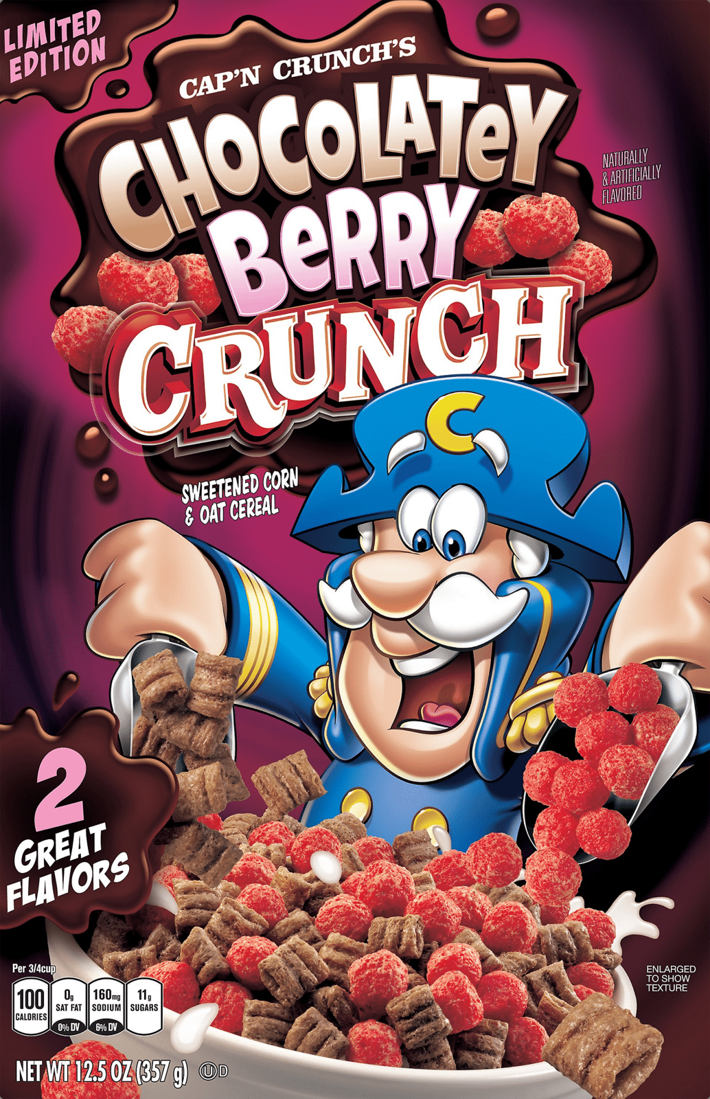 Cap'n Crunch's Sweetened Corn & Oat Cereal Chocolatey Berry Crunch