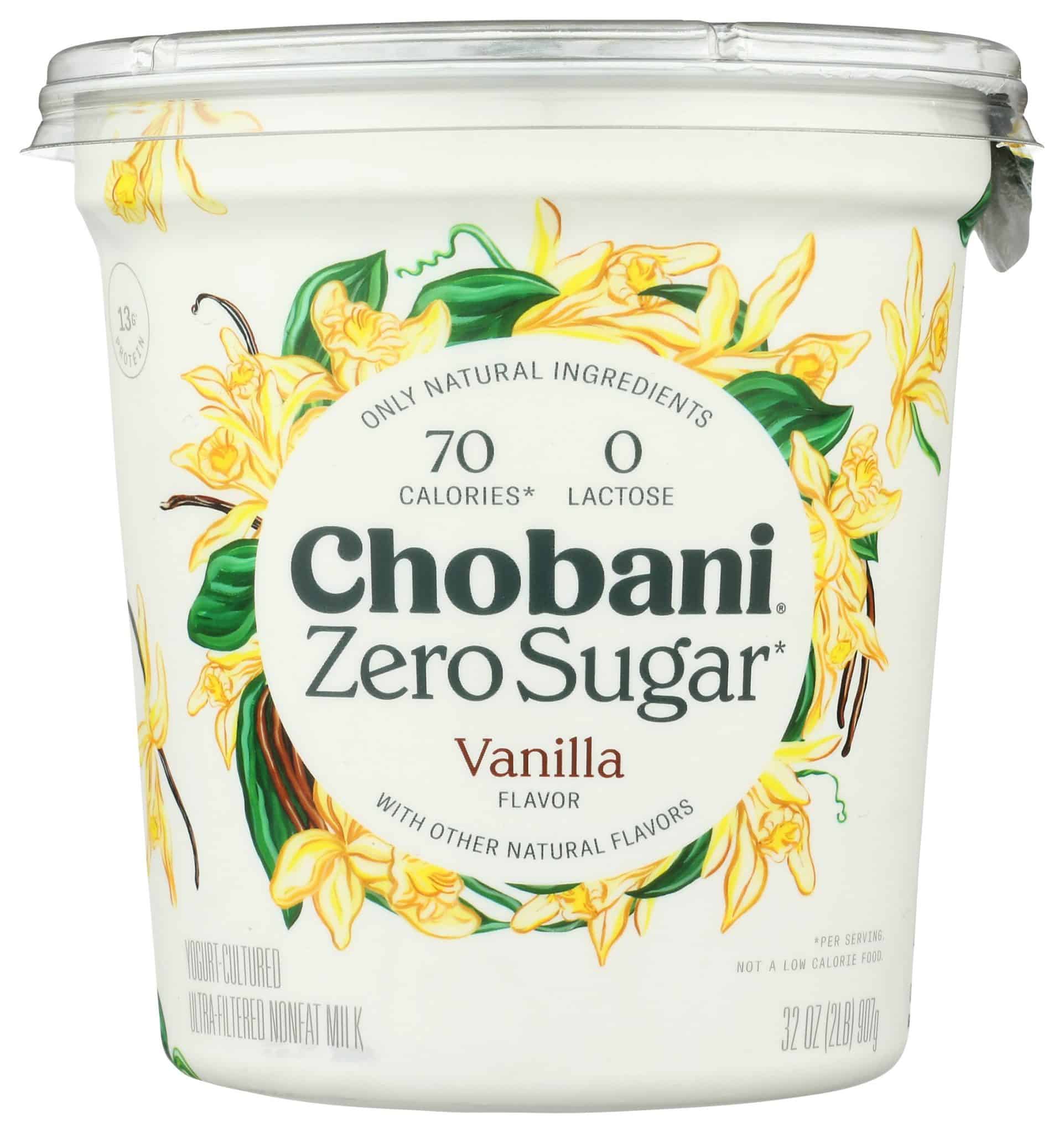 Chobani Zero Sugar Yogurt-Cultured Ultra-Filtered Nonfat Milk Vanilla Flavor