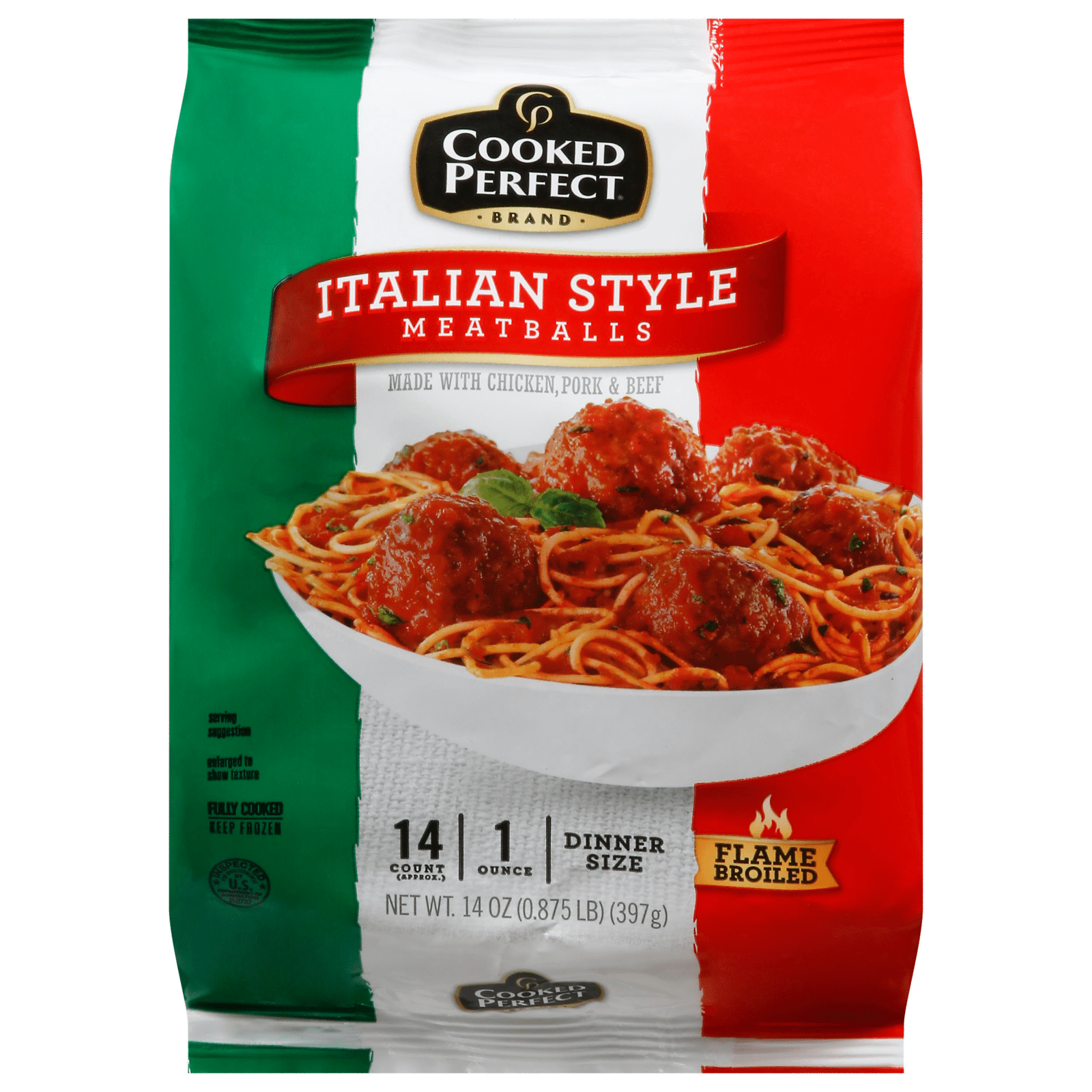 Cooked Perfect Italian Style Meatballs Dinner Size