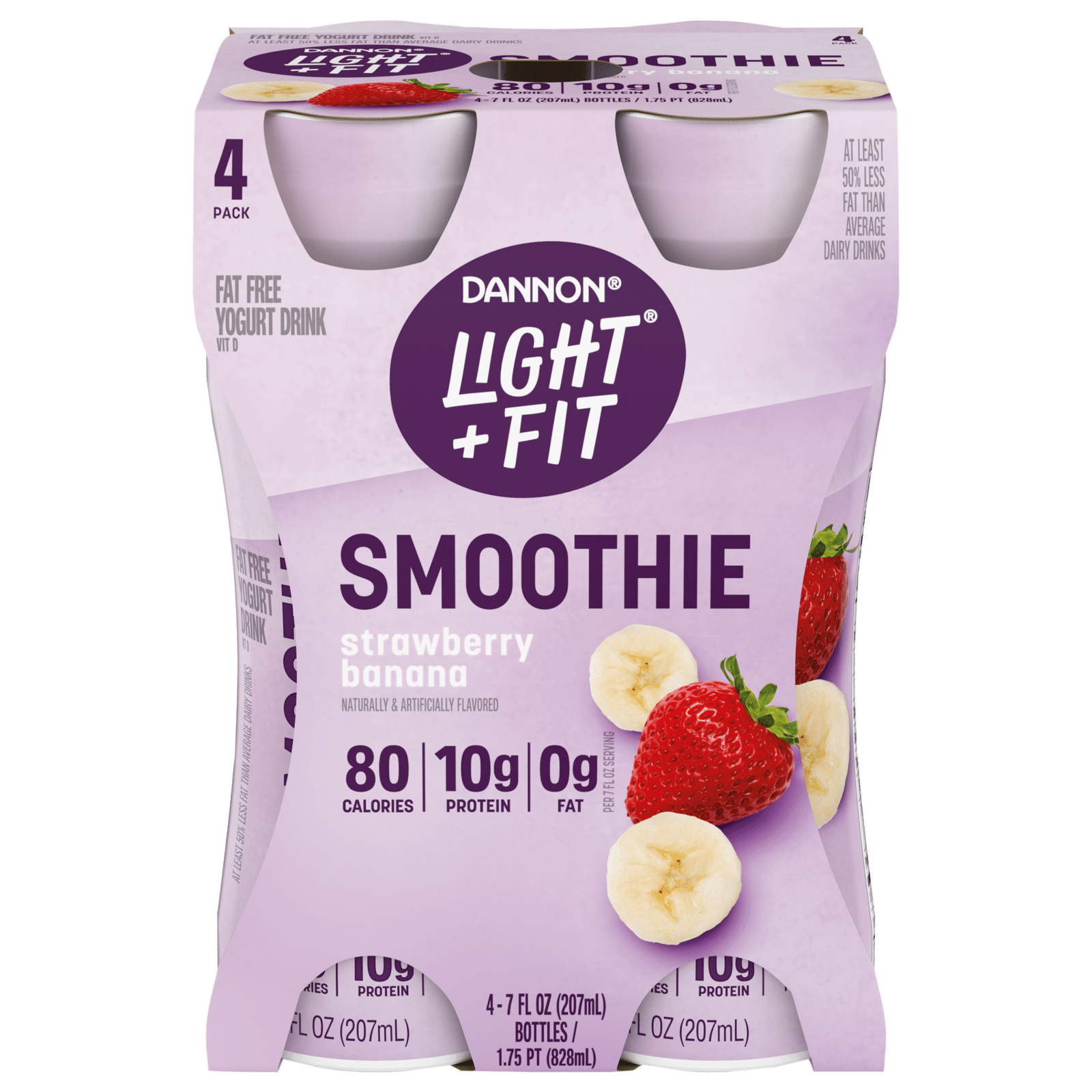 Dannon Light + Fit Strawberry Banana Nonfat Smoothie Drinks