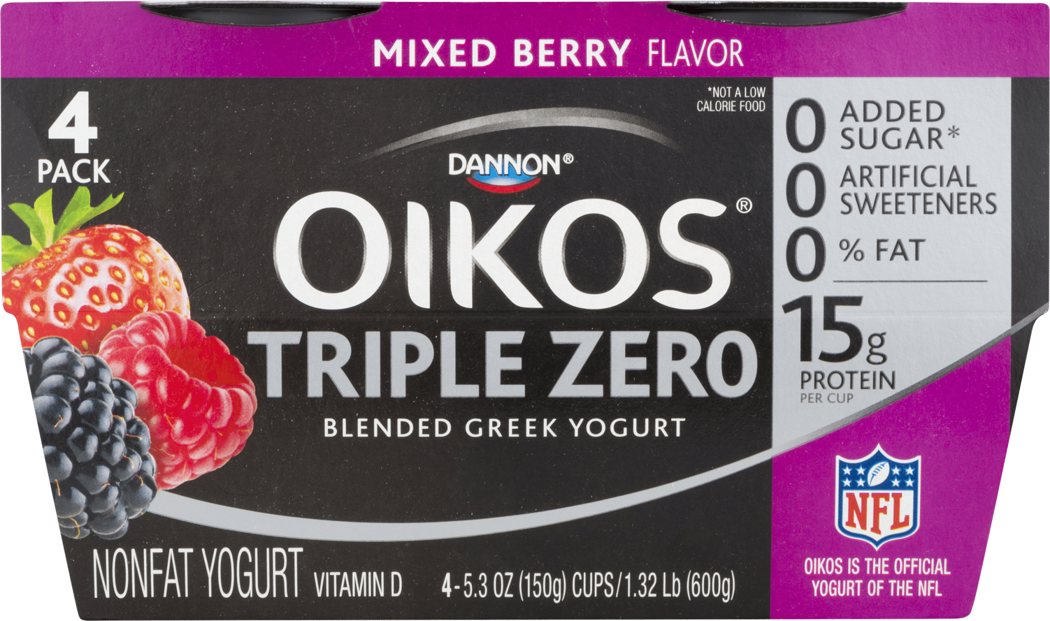 Dannon OIkos Triple Zero Blended Greek Yogurt Mixed Berry