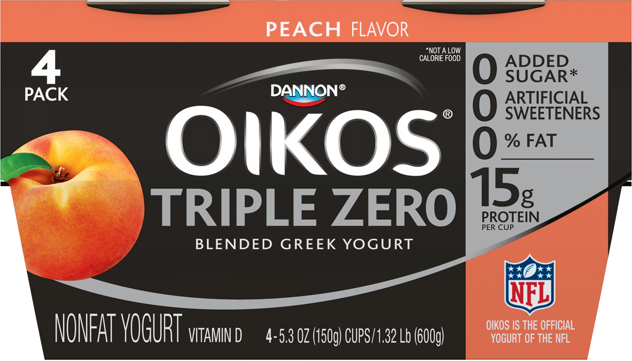 Oikos Triple Zero Blended Greek Nonfat Yogurt Peach