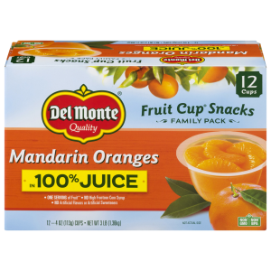 Del Monte Mandarin Oranges Fruit Cup Snacks in 100% Juice
