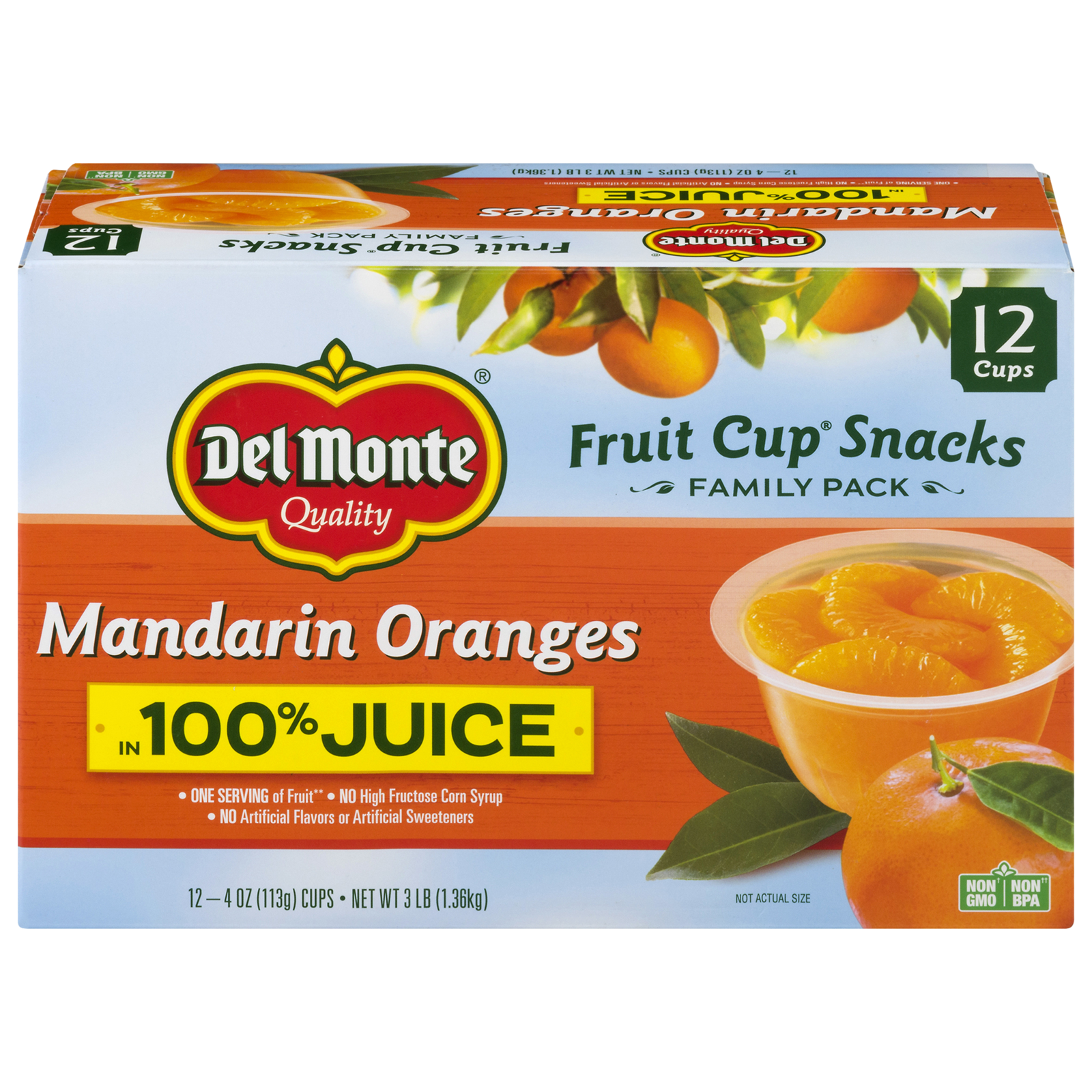 Del Monte Mandarin Oranges Fruit Cup Snacks in 100% Juice