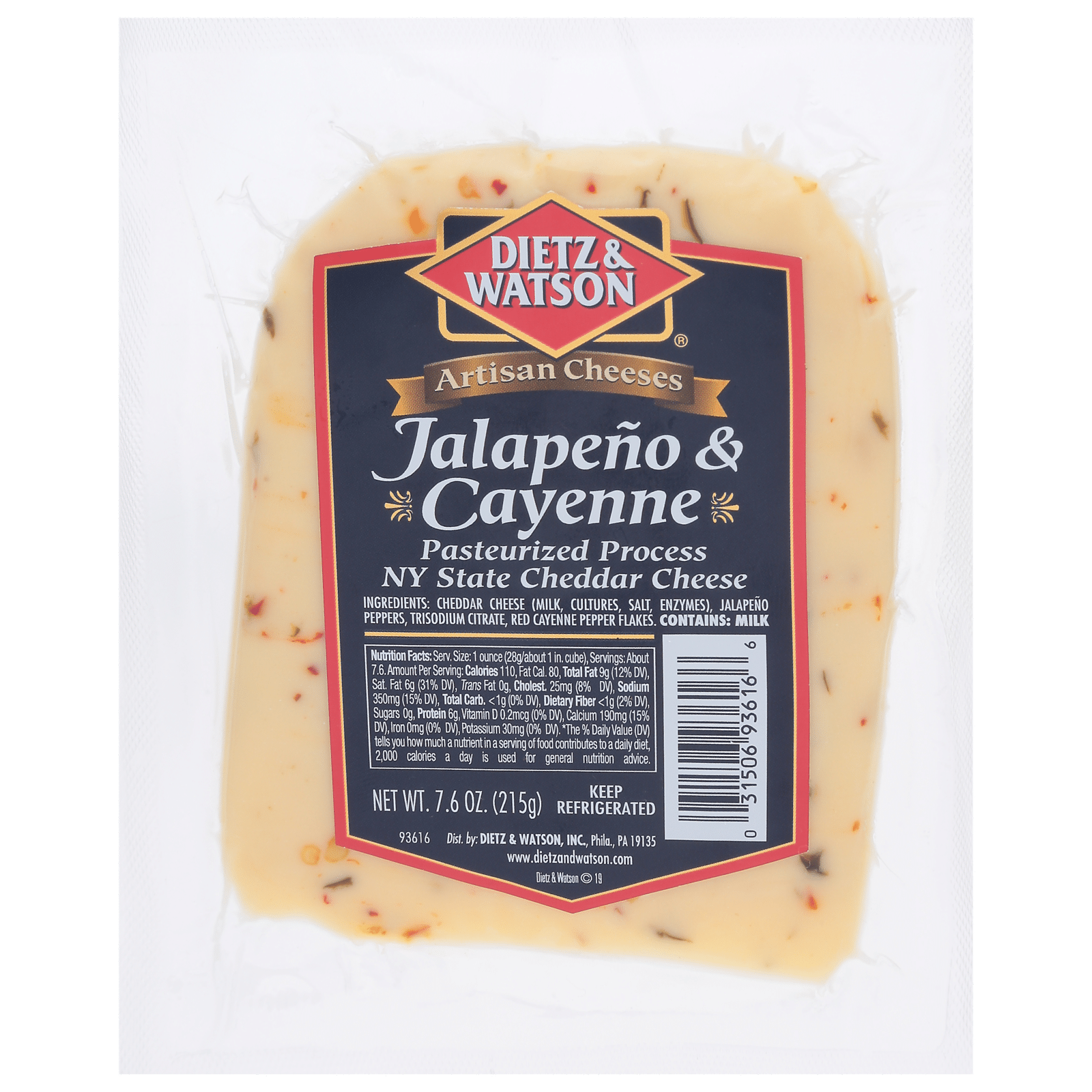 Dietz & Watson Artisan Cheeses Jalapeno & Cayenne NY State Cheddar Cheese