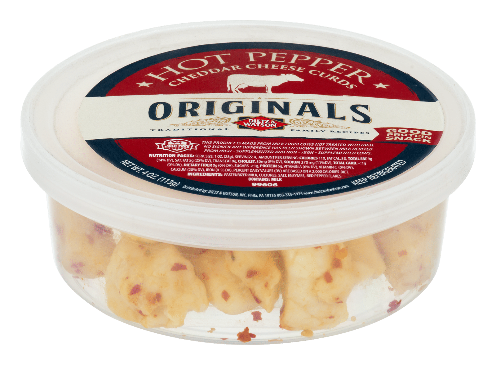 Dietz & Watson Originals Cheddar Cheese Curds Hot Pepper