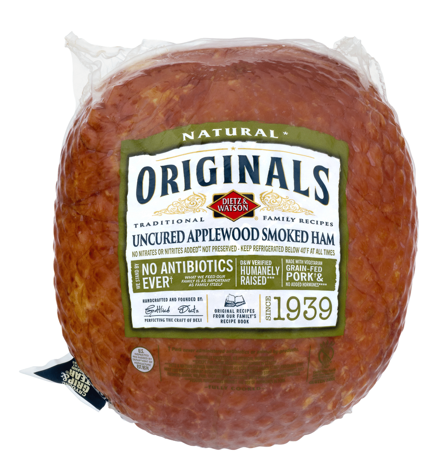 Dietz & Watson Originals Uncured Ham Applewood Smoked