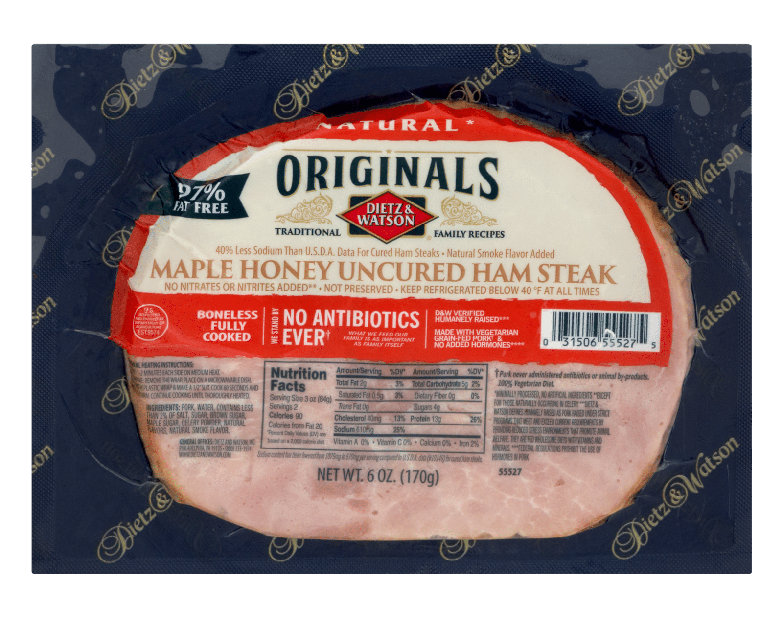 Dietz & Watson Originals Maple Honey Uncured Ham Steak