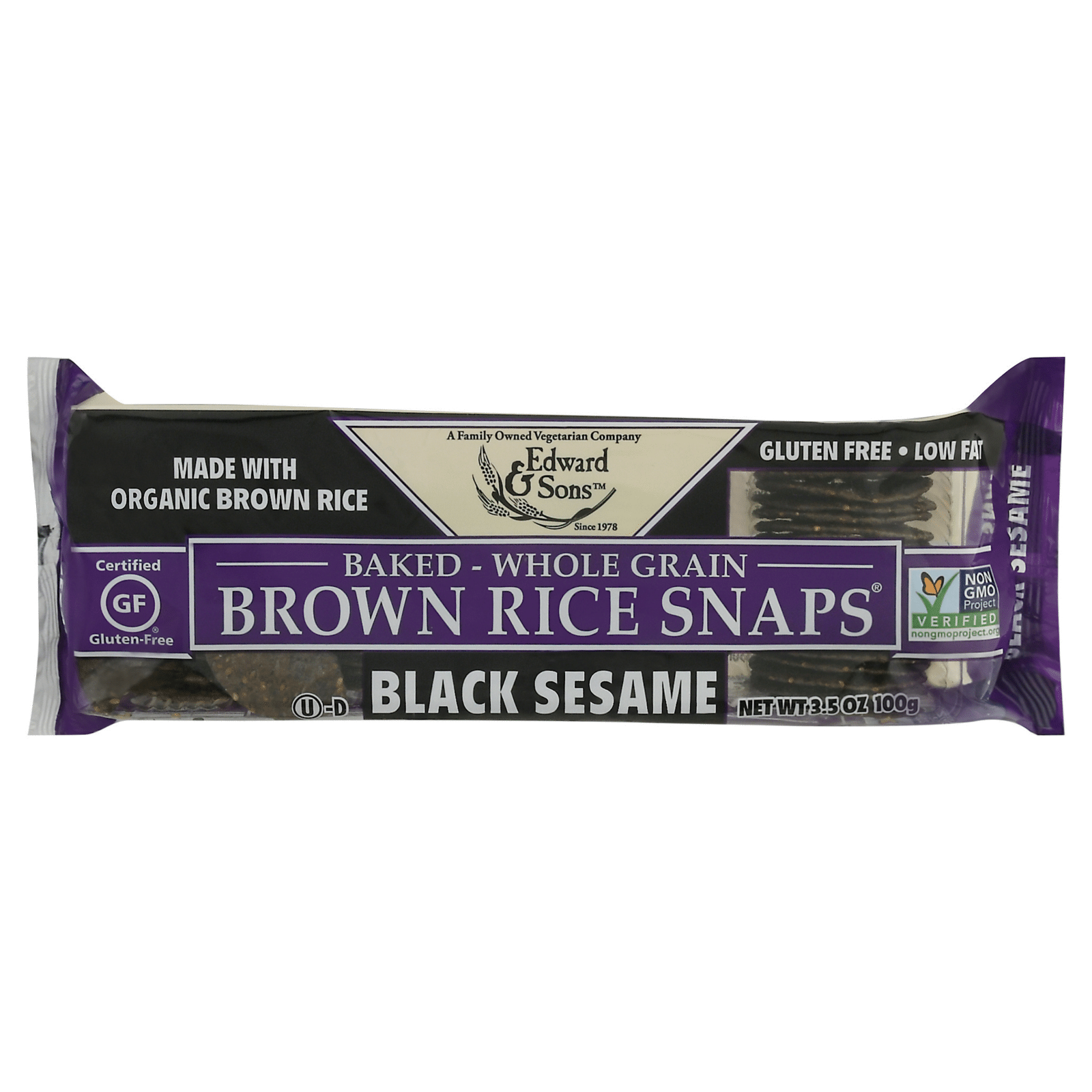 Edward & Sons Baked Brown Rice Snaps Black Sesame