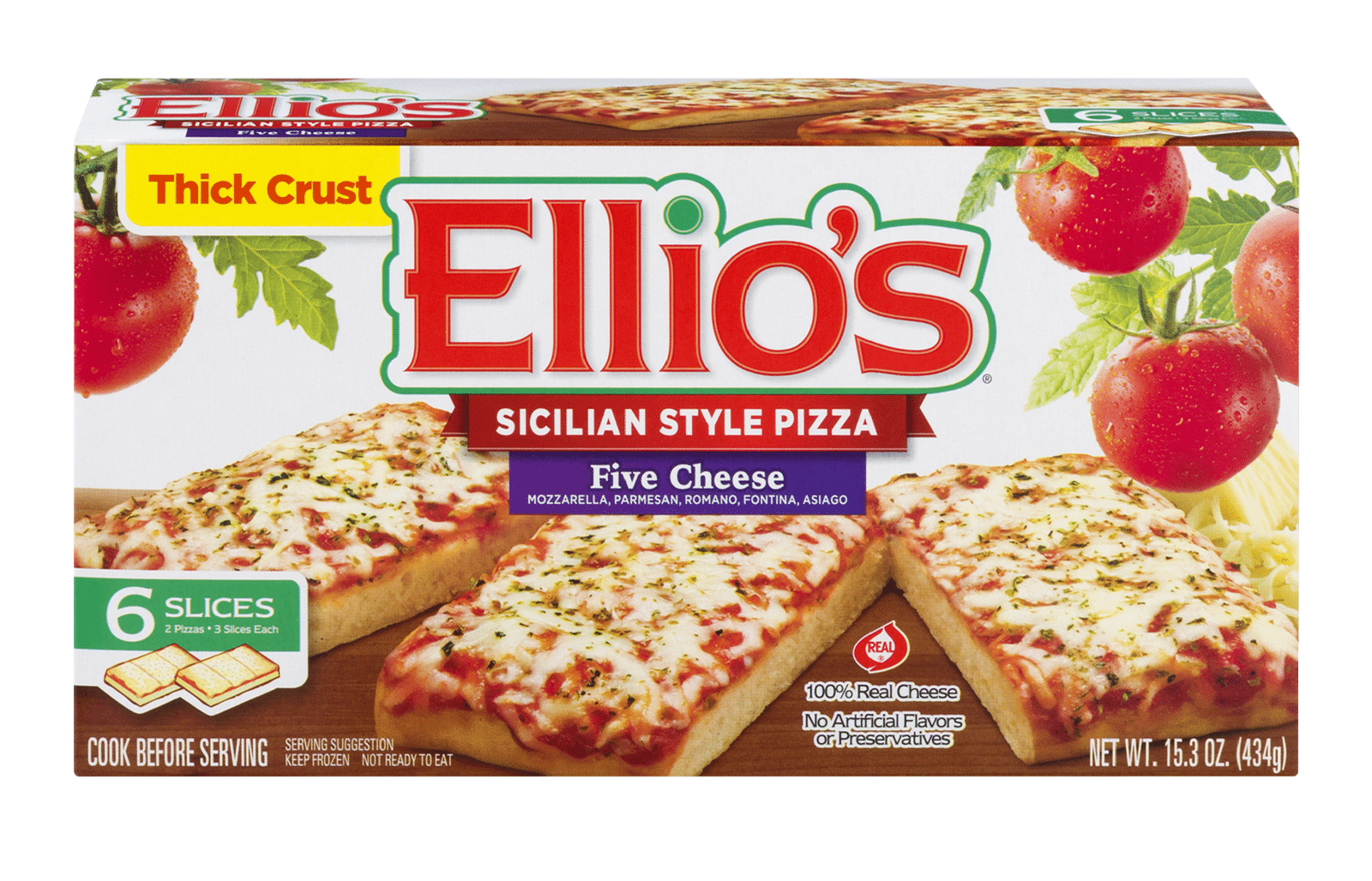 Ellio's Pizza Sicilian Style Thick Crust Five Cheese