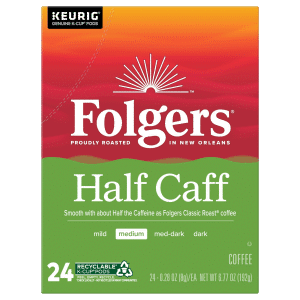 Keurig K-Cup Folgers 1/2 Caff Coffee 24 Each