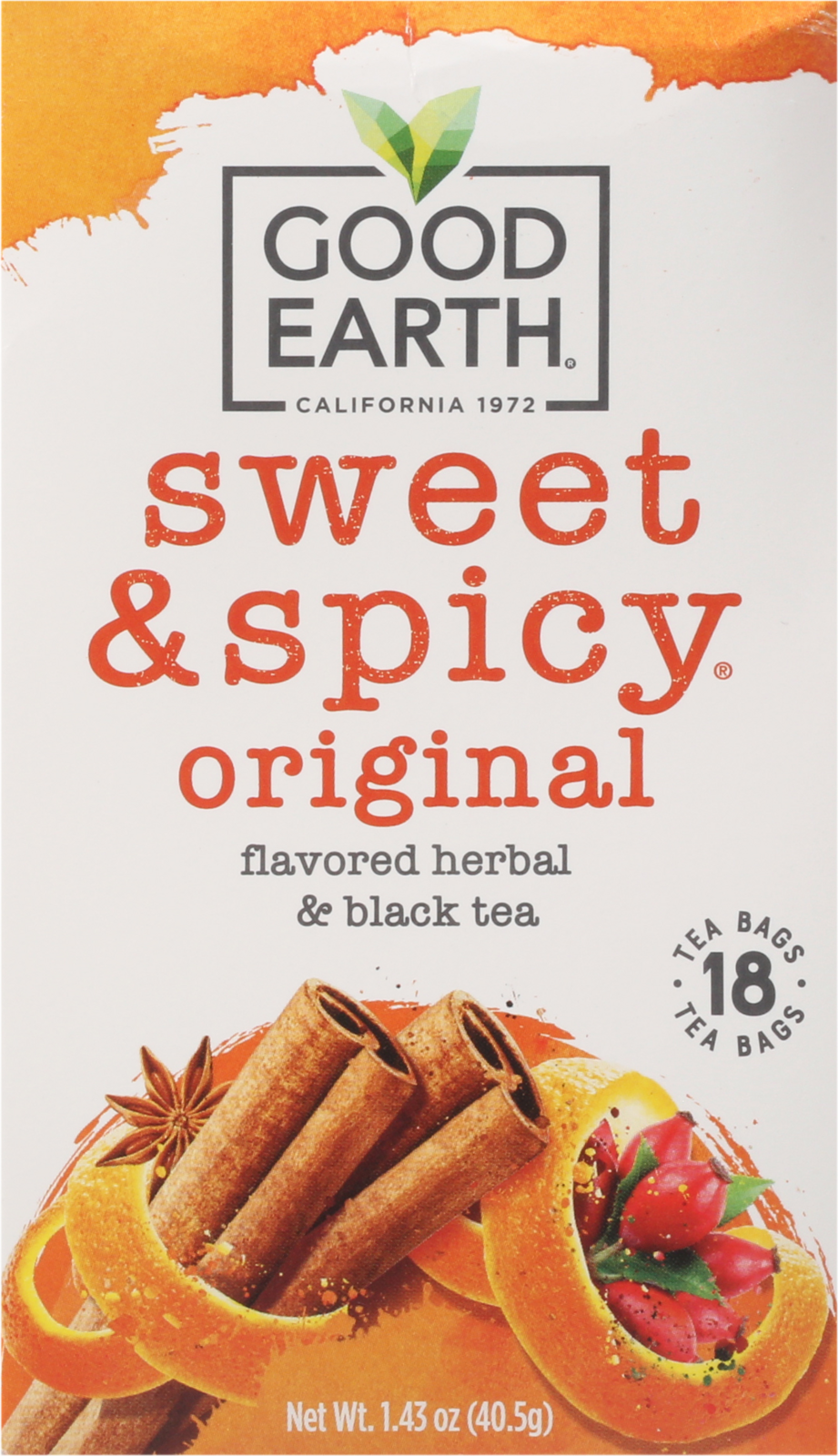 Good Earth Sweet & Spicy Tea Bags Original Herbal & Black Tea 18 Tea Bags 18 Ea