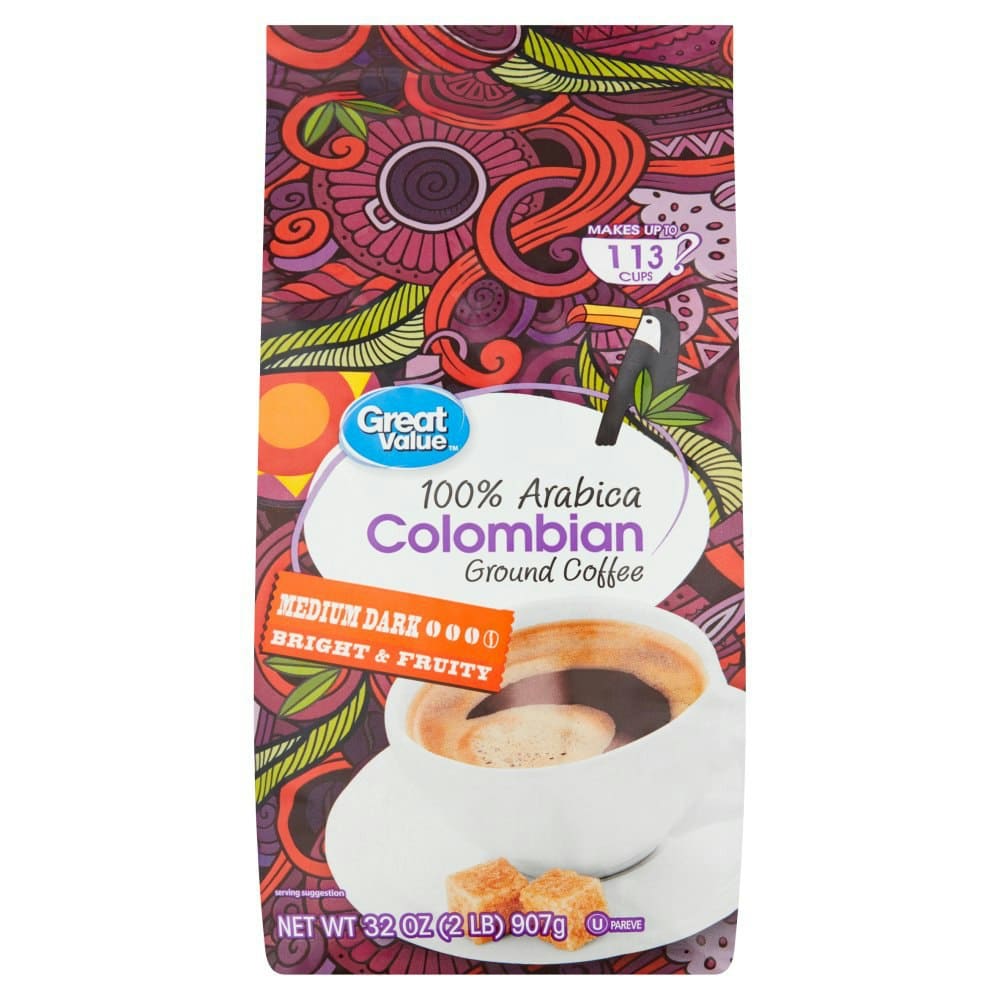 Great Value 100% Arabica Colombian Medium Dark Ground Coffee
