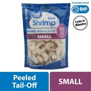 Great Value Frozen Raw Small Peeled & Deveined Tail-Off Shrimp
