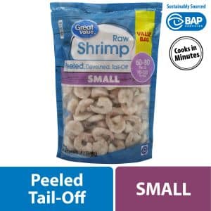 Great Value Frozen Raw Small Peeled Deveined Tail‚ÄìOff Shrimp