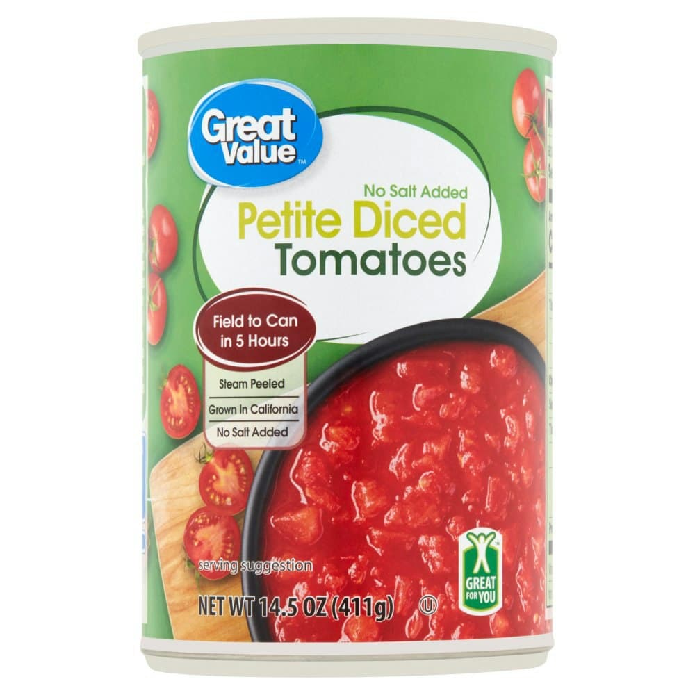 Great Value No Salt Added Petite Diced Tomatoes