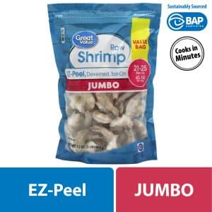 Great Value Raw Jumbo Shell-On Tail-On Easy Peel Shrimp