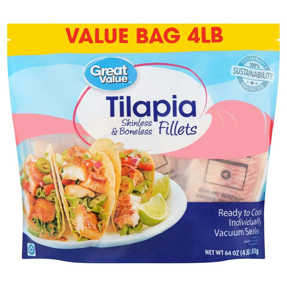 Great Value Tilapia Skinless & Boneless Fillets Value Bag