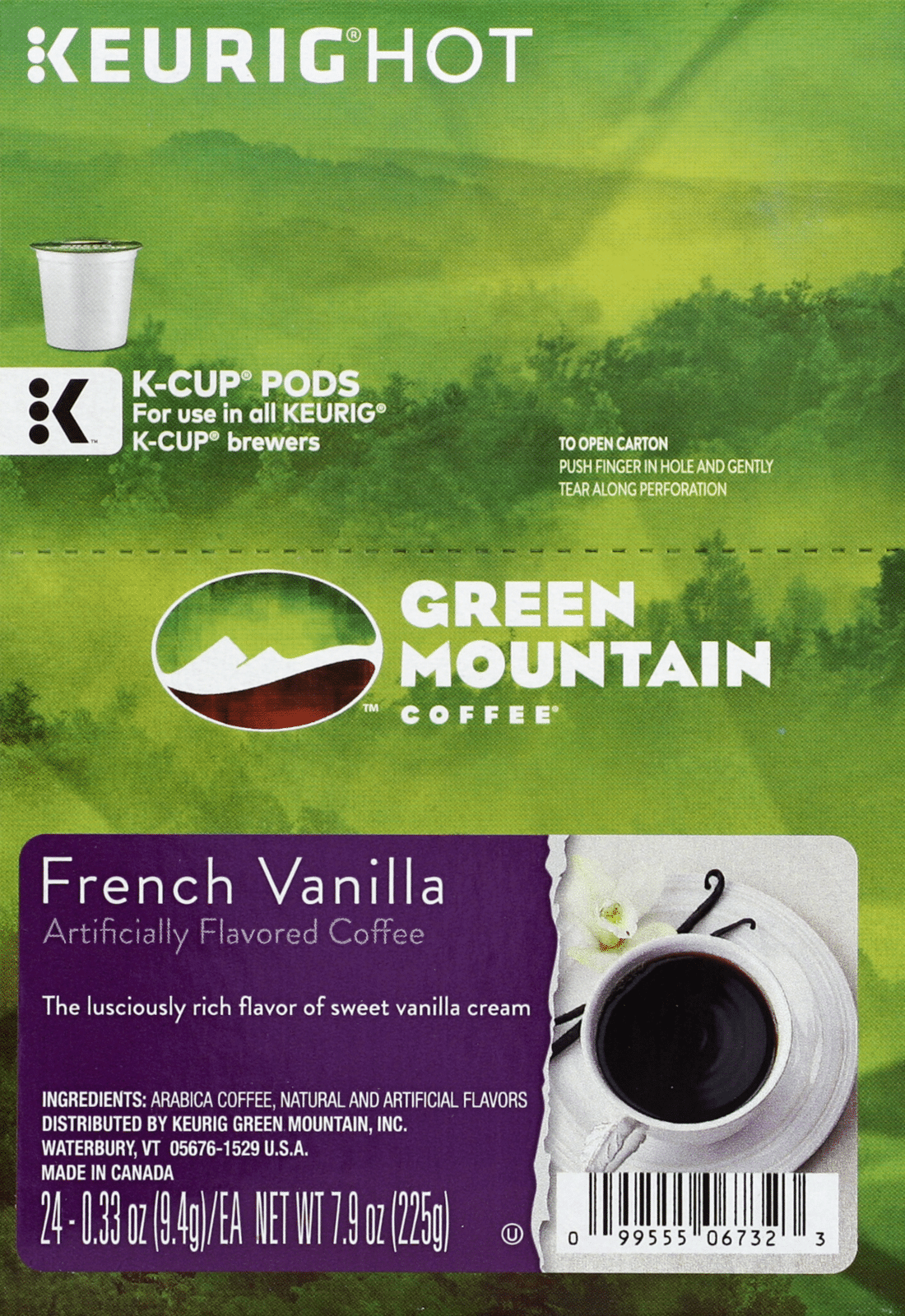 Keurig Hot Green Mountain Coffee French Vanilla 24 Each