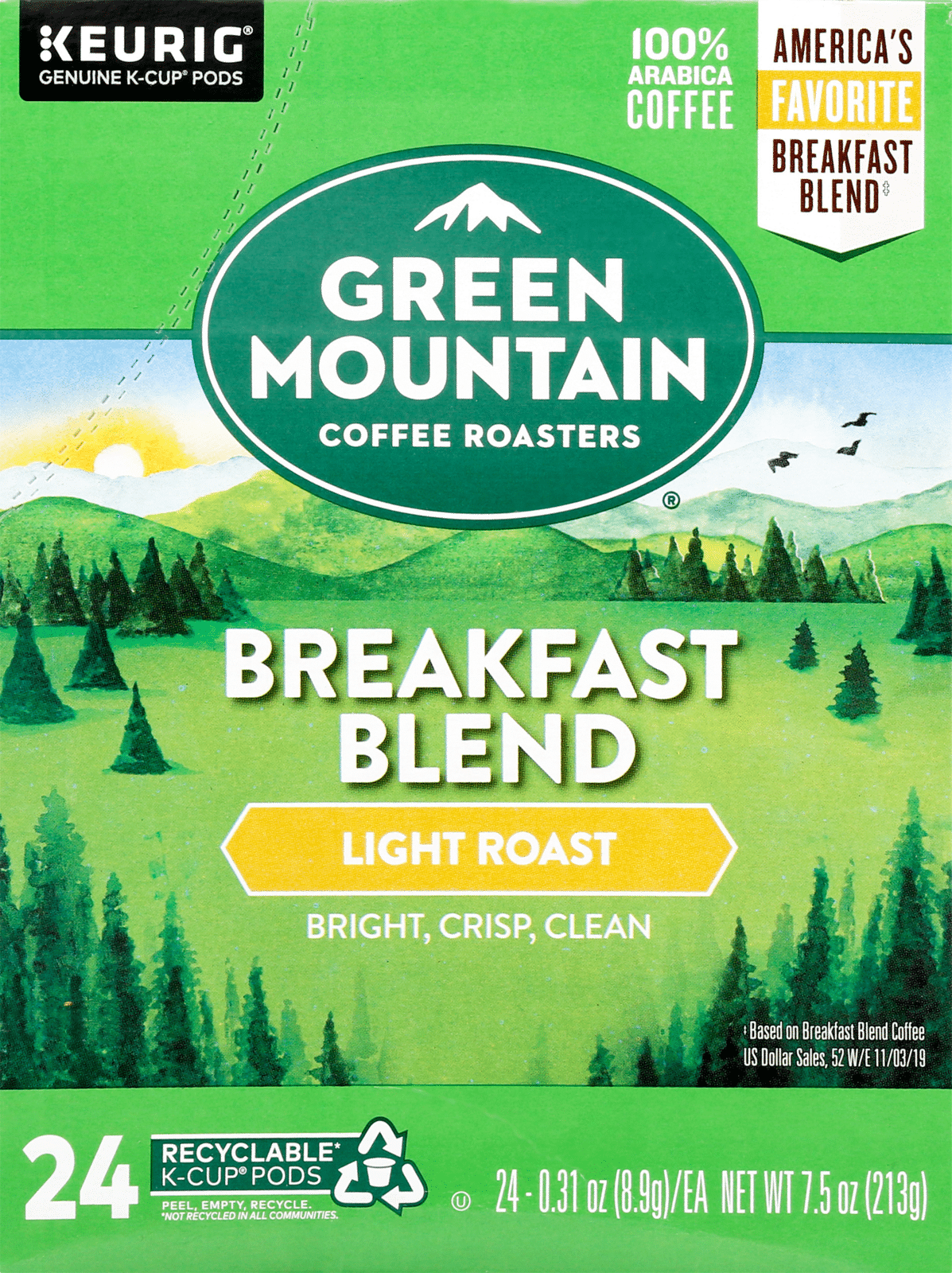 Green Mountain K-Cup Pods Light Roast Breakfast Blend Coffee