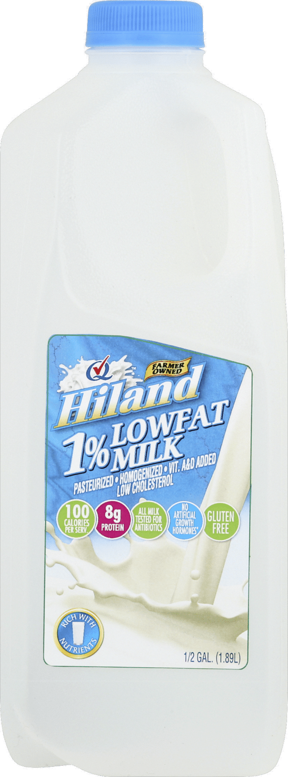 Hiland Milk 0 5 Gl Milk, Lowfat, 1% Milkfat