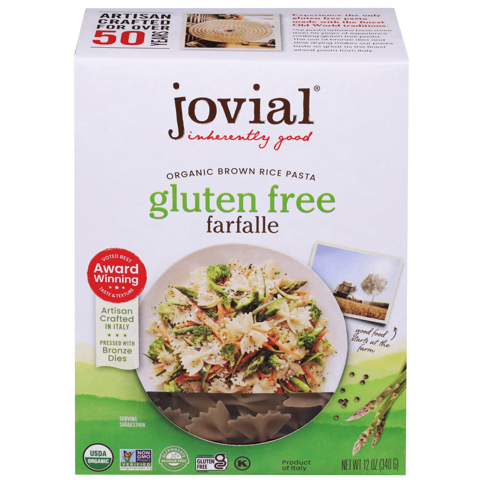 Jovial Farfalle, Gluten Free, Brown Rice Pasta
