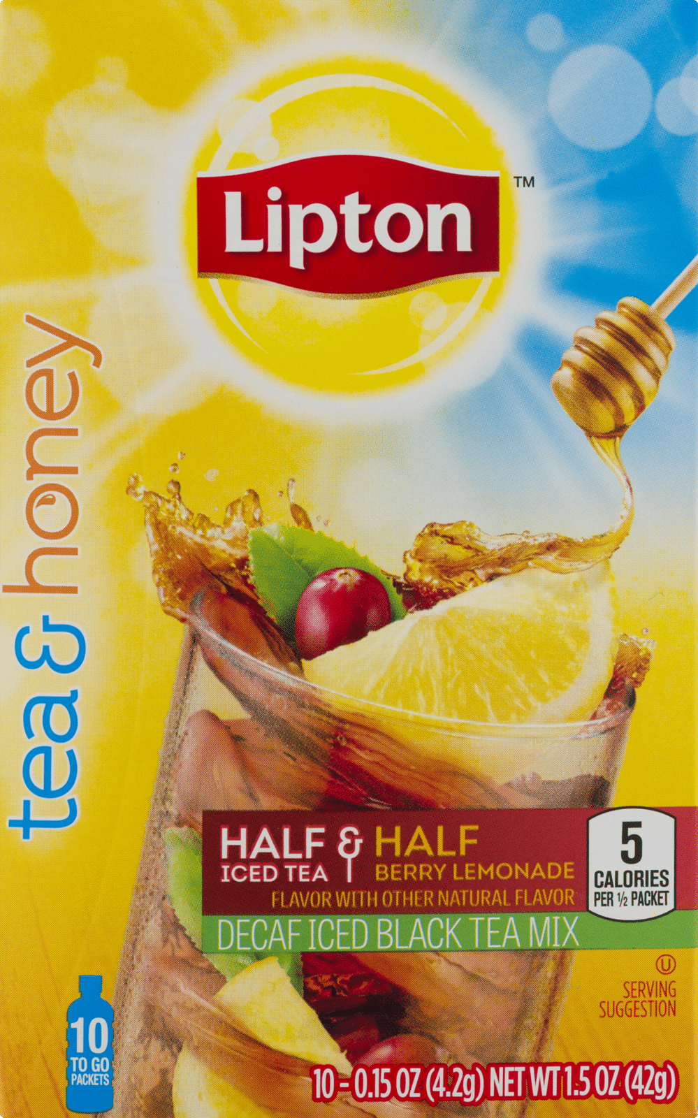Lipon Tea & Honey Half & Half Decaf Iced Black Tea Mix Berry Lemonade