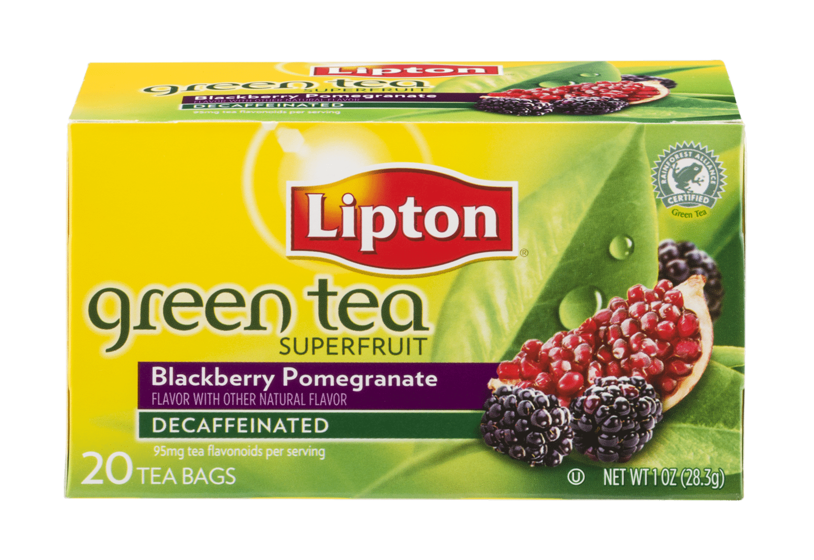 Lipton Superfruit Blackberry Pomegranate Green Tea Bags Decaffeinated
