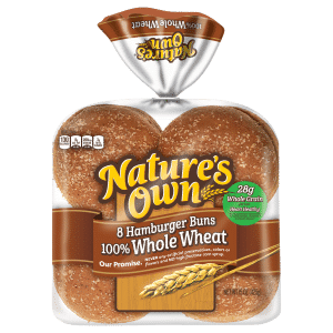 Nature's Own HAMBURGER BUNS 100% WHOLE WHEAT