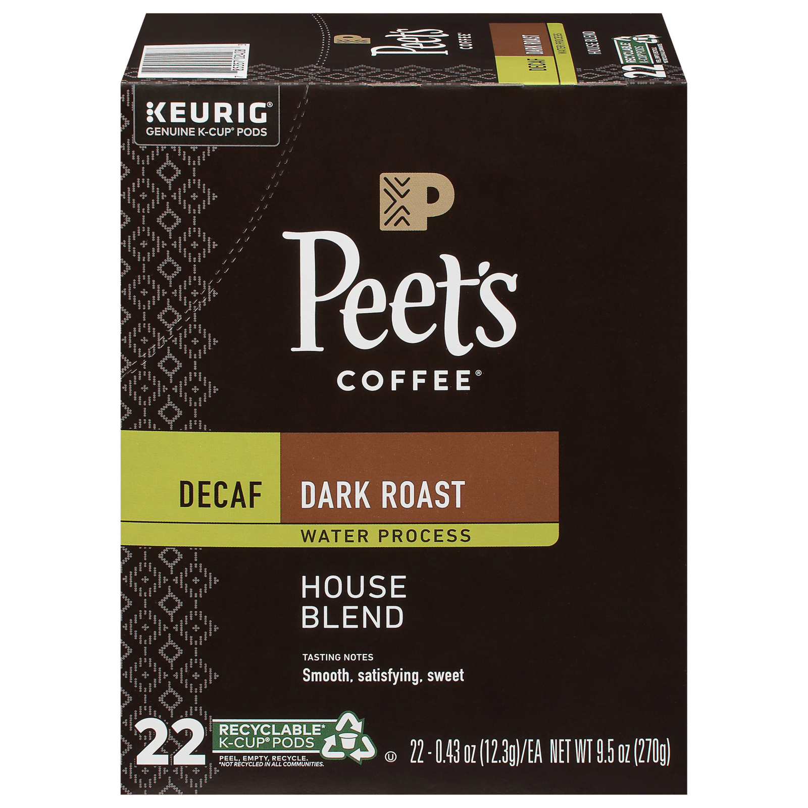 Peet's Coffee Dark Roast Decaf Coffee K-Cup Pods
