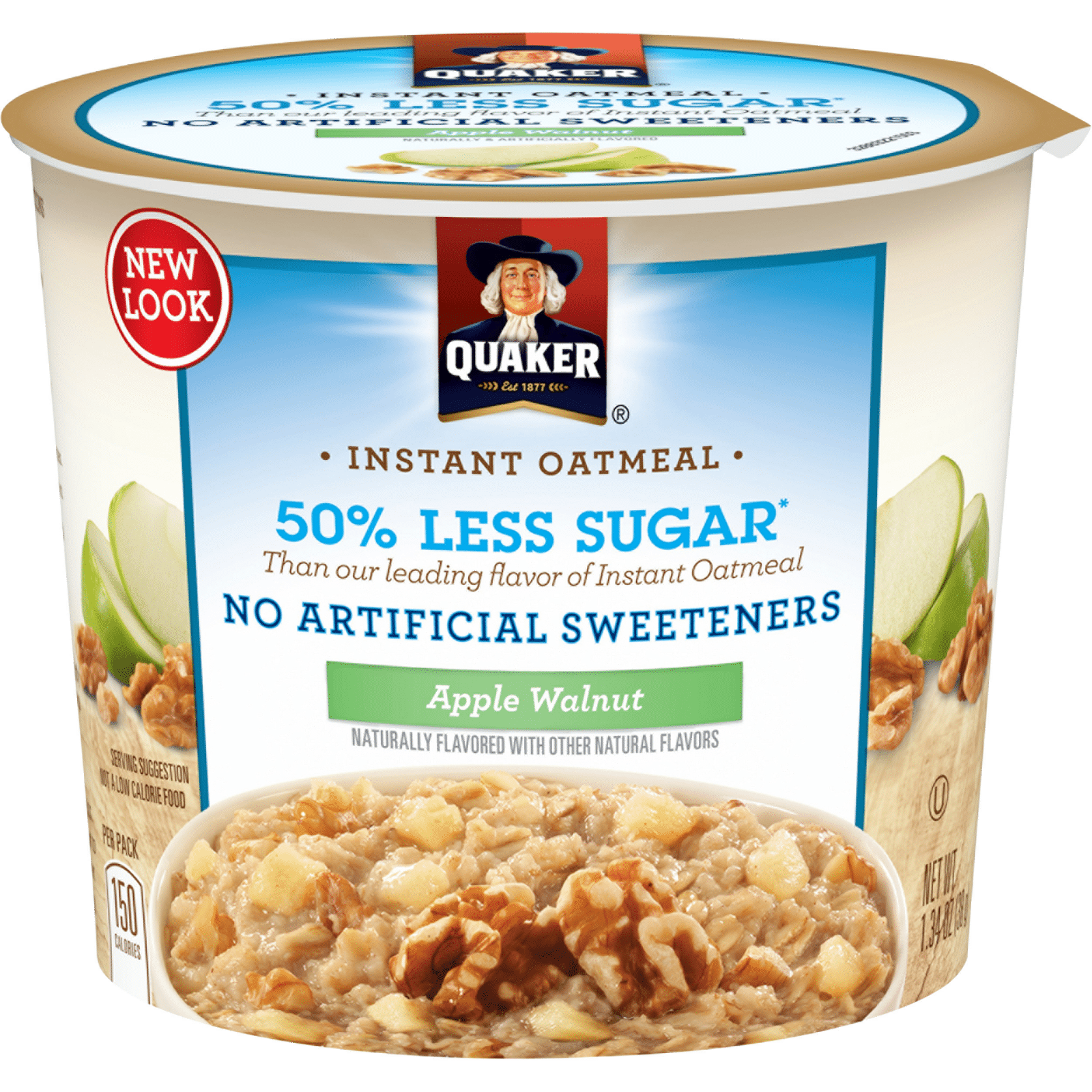 Quaker 50% Less Sugar Apple Walnut Instant Oatmeal