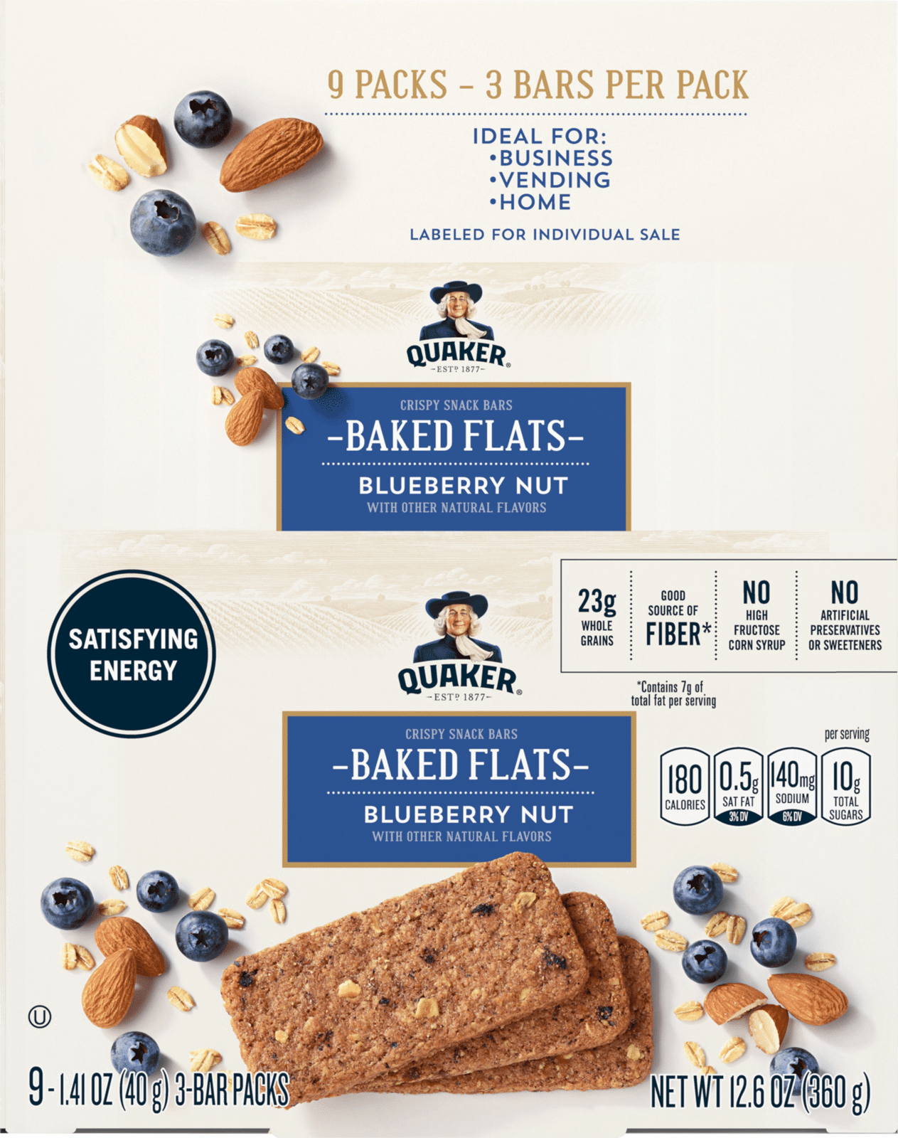 Quaker Blueberry Nut Baked Flats 9 ea