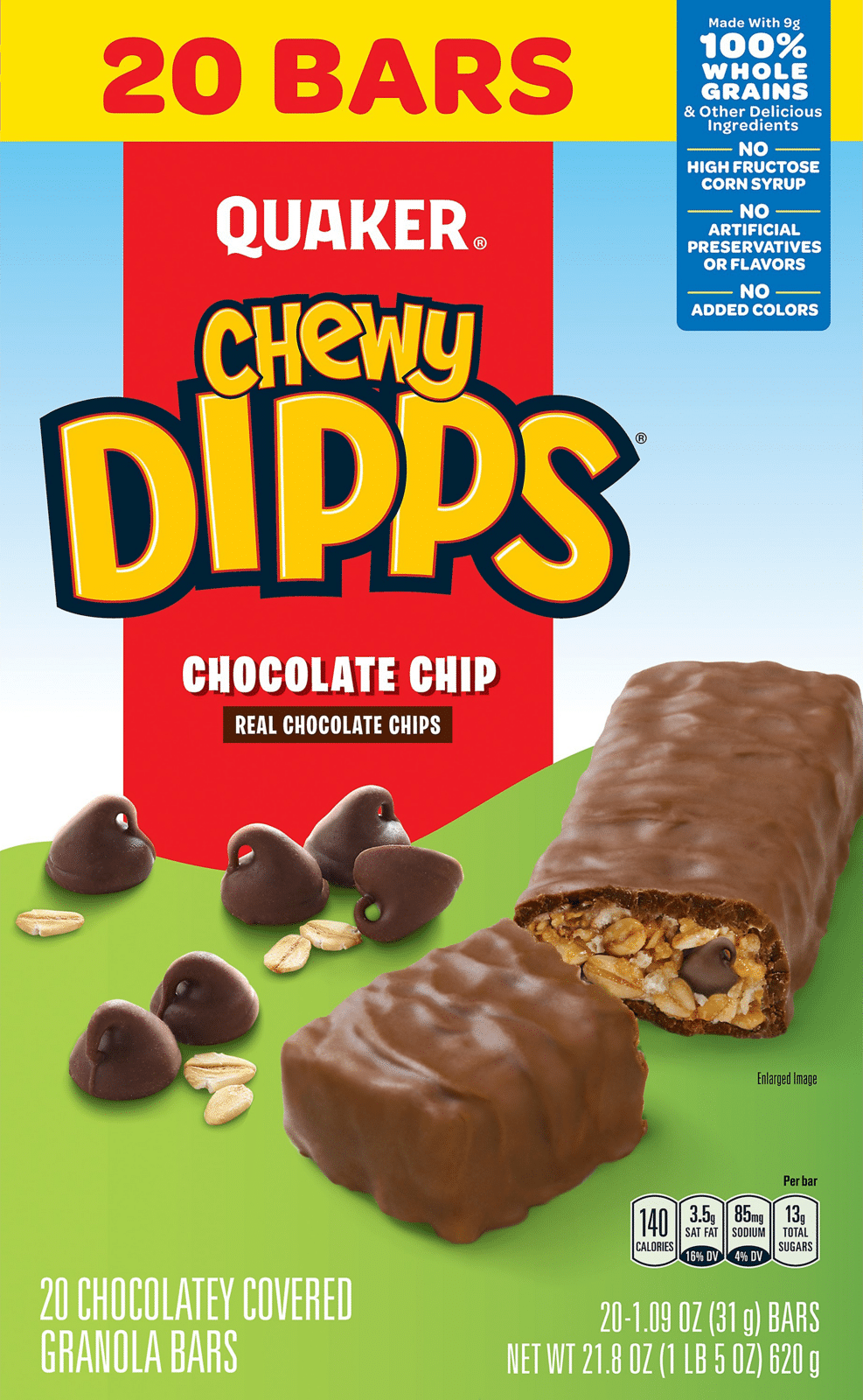 Quaker Chewy Dipps Chocolate Chip Granola Bars 20 Ea