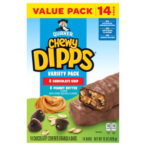 Quaker Chewy Dipps Chocolate Covered Granola Bars Chocolate Chip / Peanut Butter Variety Pack