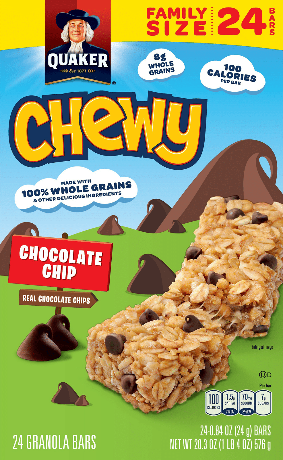 Quaker Chocolate Chip Chewy Granola Bars Family Size 24 Ea