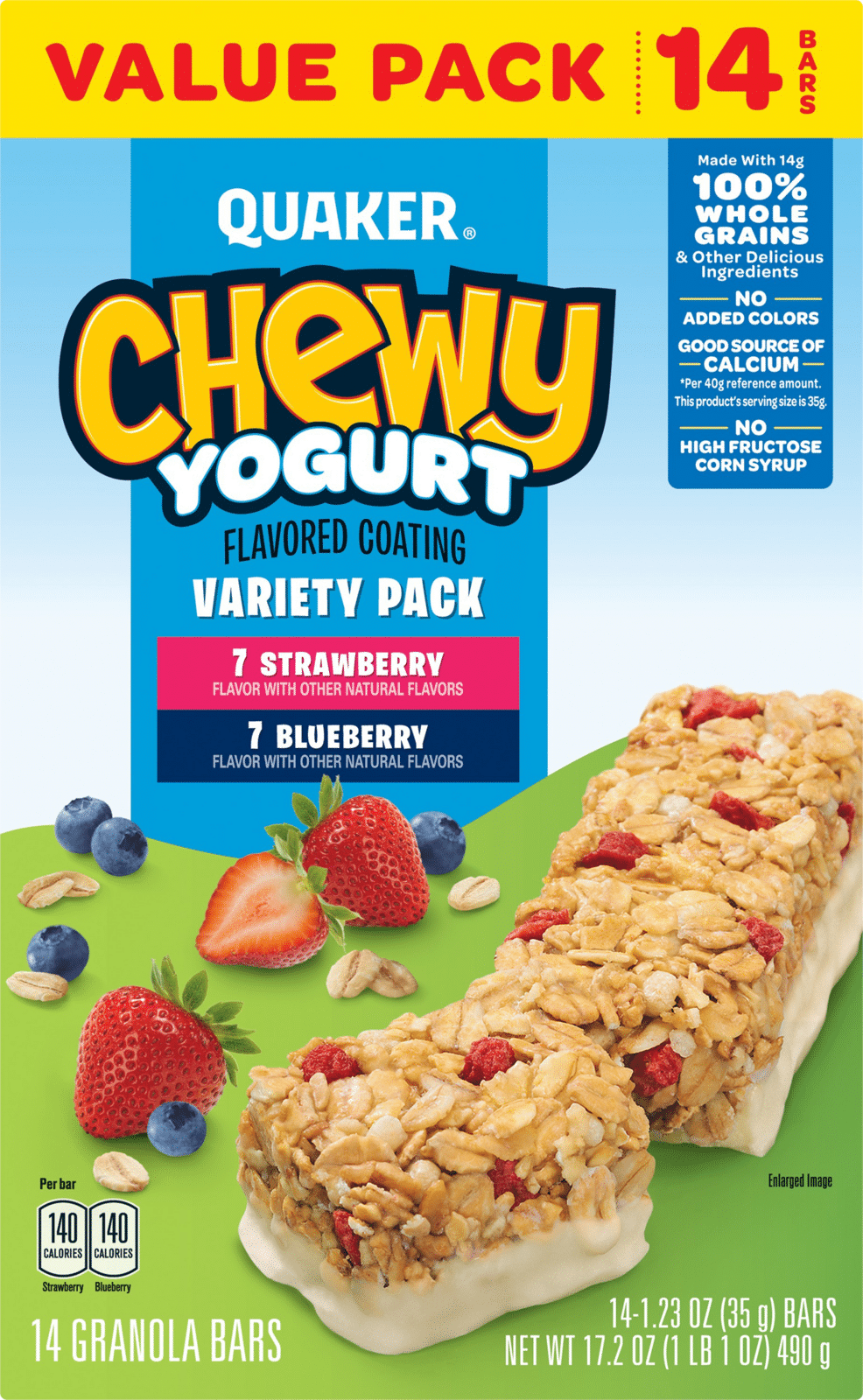 Quaker Chewy Value Pack Yogurt Variety Pack Granola Bars 14 ea Granola Bars, Variety Pack, Yogurt, Chewy, Value Pack