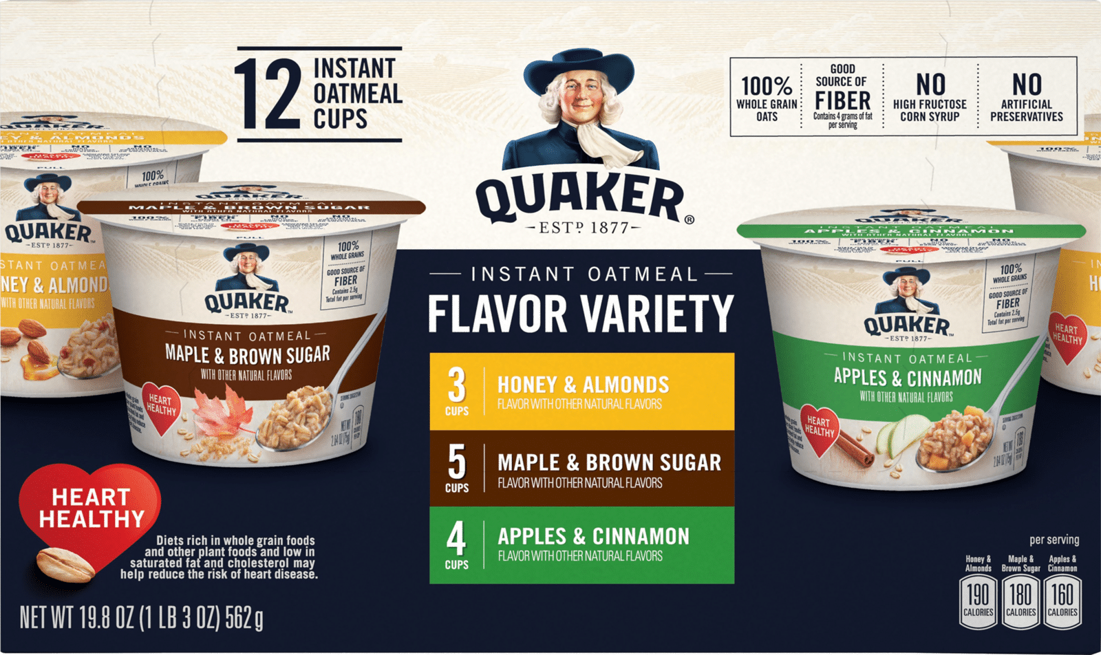 Quaker Flavor Variety Honey & Almonds/Maple & Brown Sugar/Apples & Cinnamon Instant Oatmeal 12.0 ea