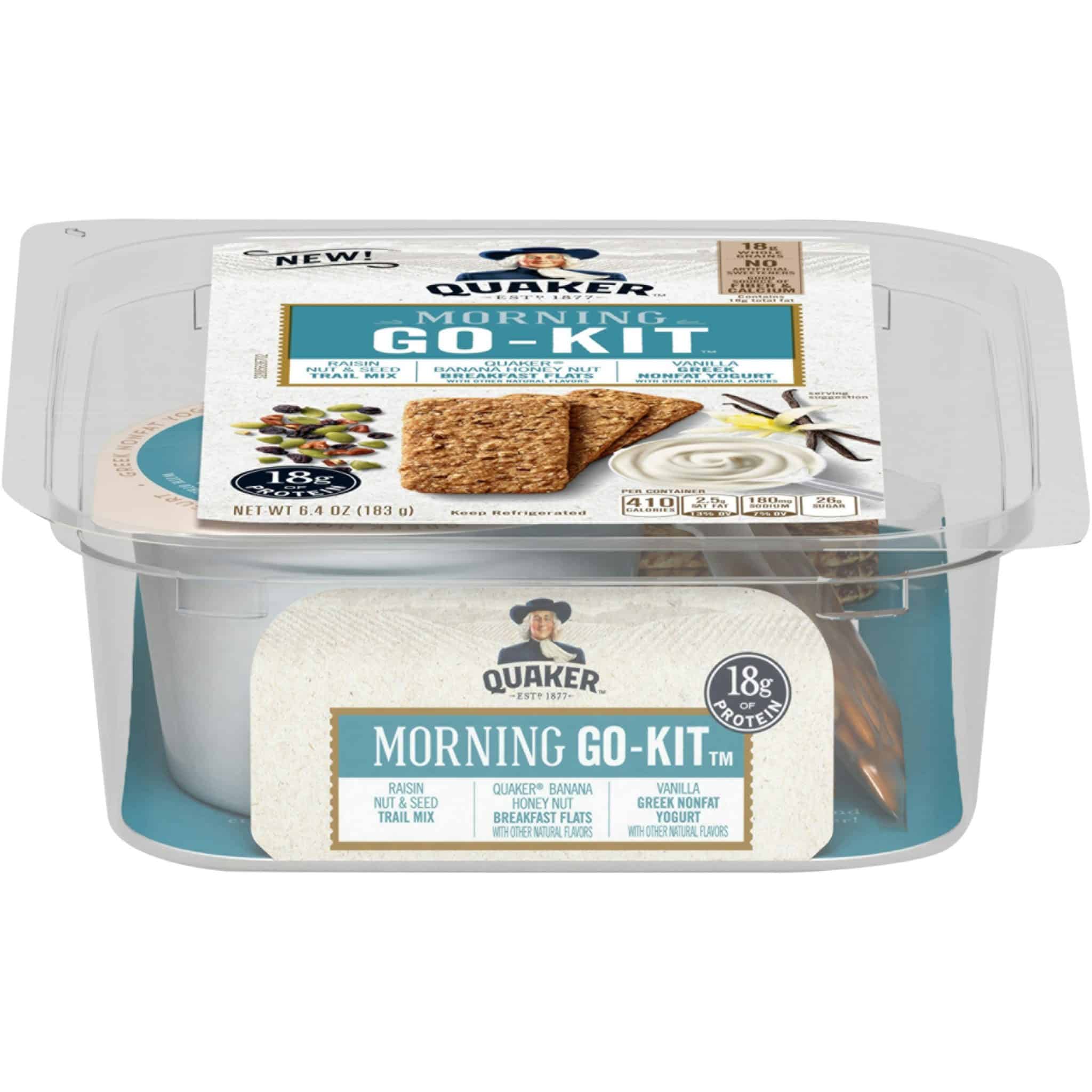 Quaker Morning Go Kit Trail Mix Honey Nut Breakfast Flats Vanilla Greek Yogurt