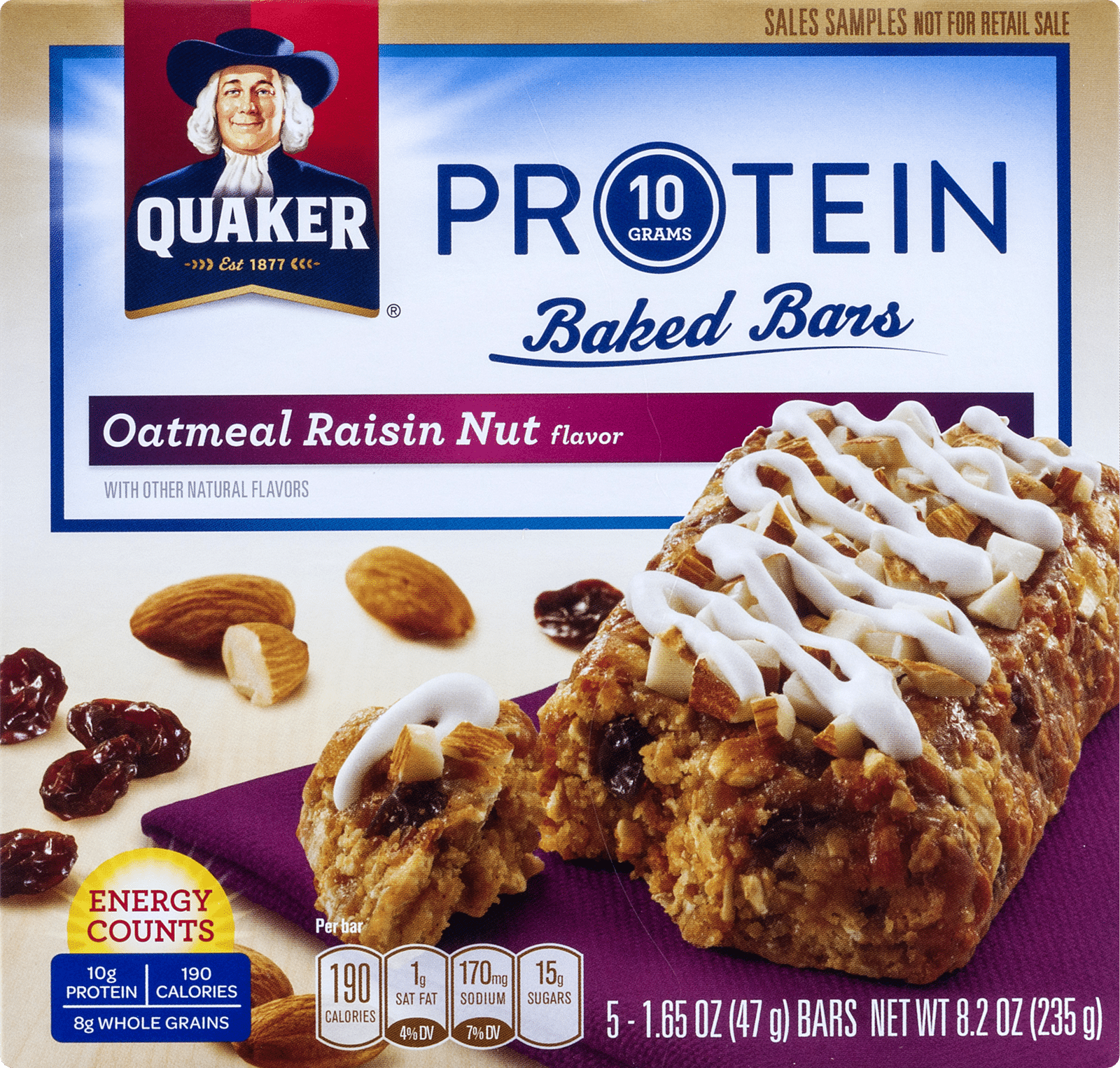 Quaker Protein Baked Bars Oatmeal Raisin Nut Flavor