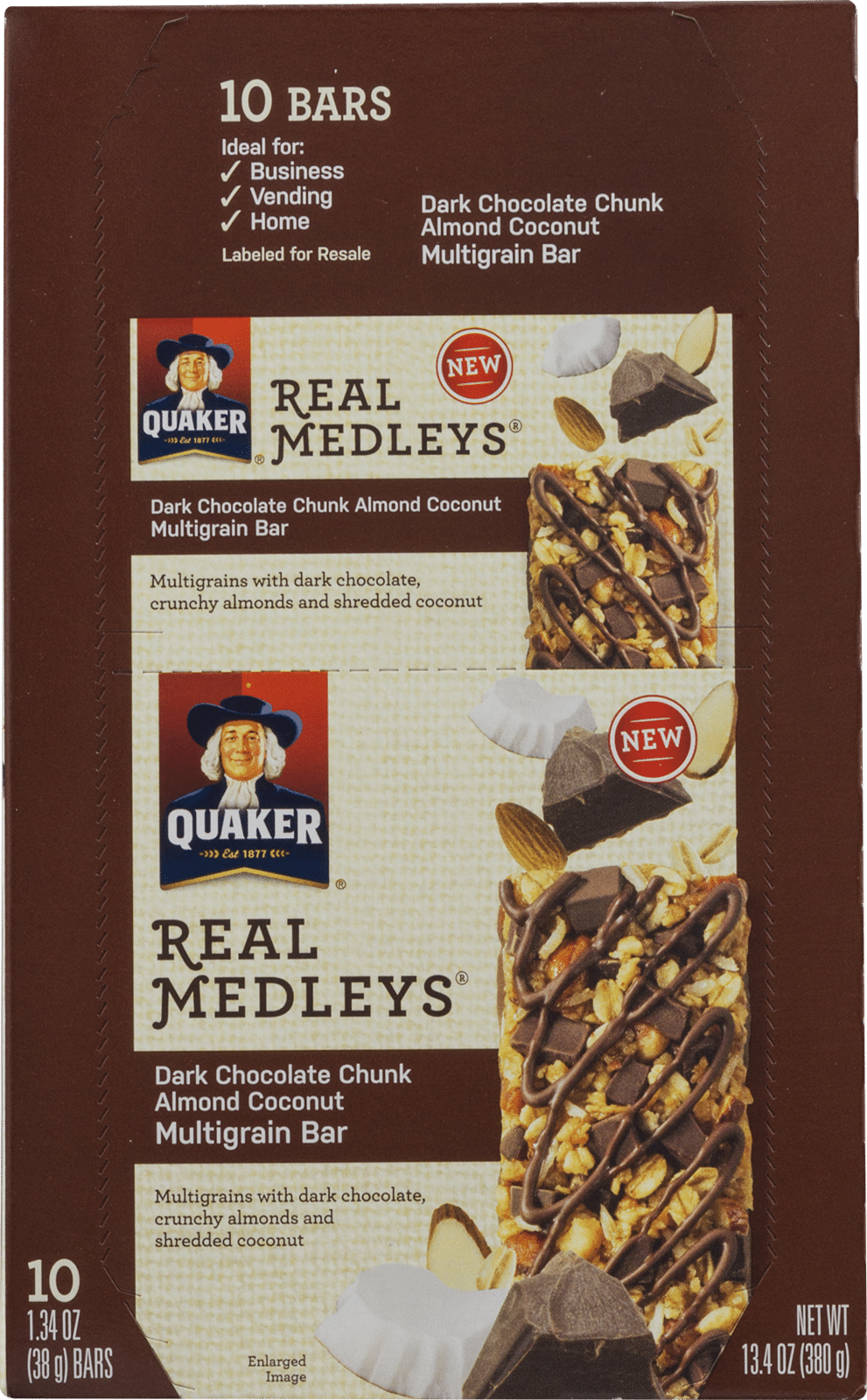 Quaker Dark Chocolate Chunk Almond Coconut Real Medleys Multigrain Bar 10 Ea