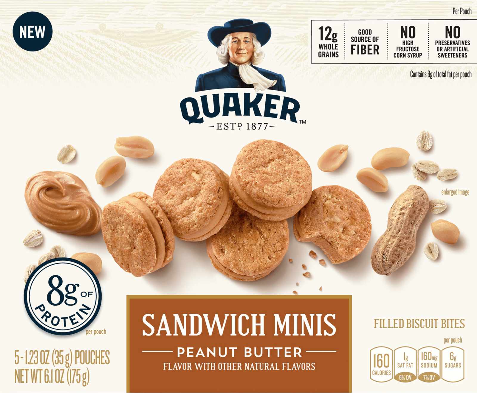 Quaker Sandwich Minis Peanut Butter Filled Biscuit Bites 5 0 ea