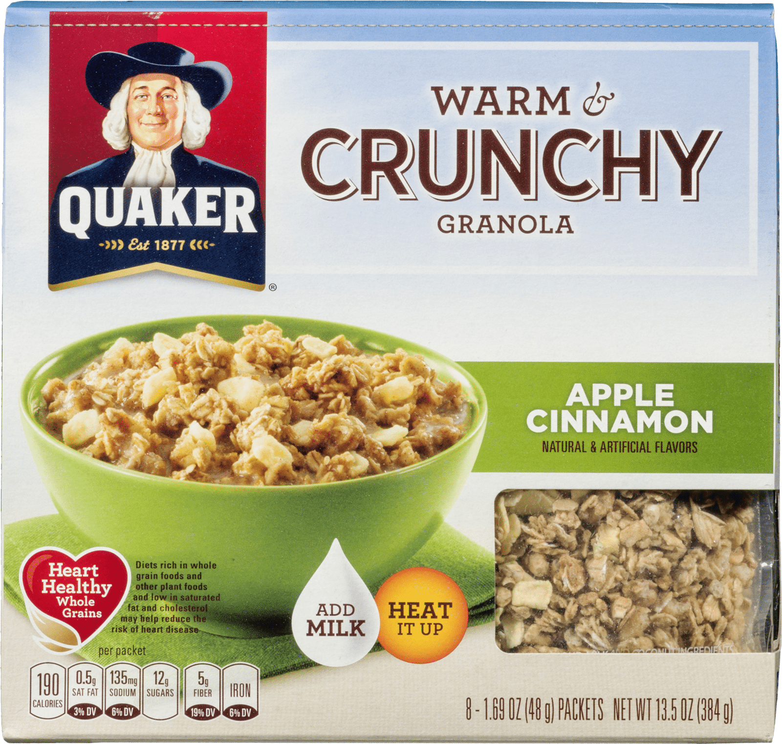 Quaker Apple Cinnamon Warm & Crunchy Granola 8 Ea