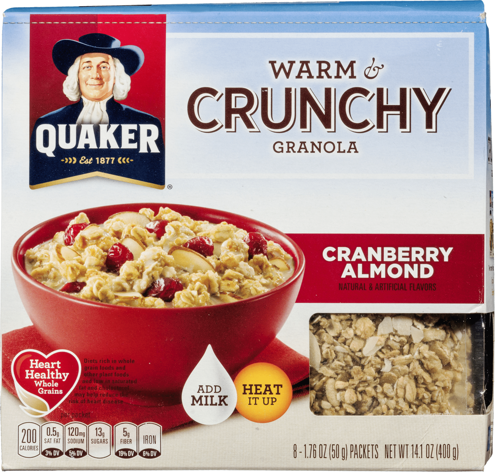 Quaker Cranberry Almond Warm & Crunchy Granola 8 Ea