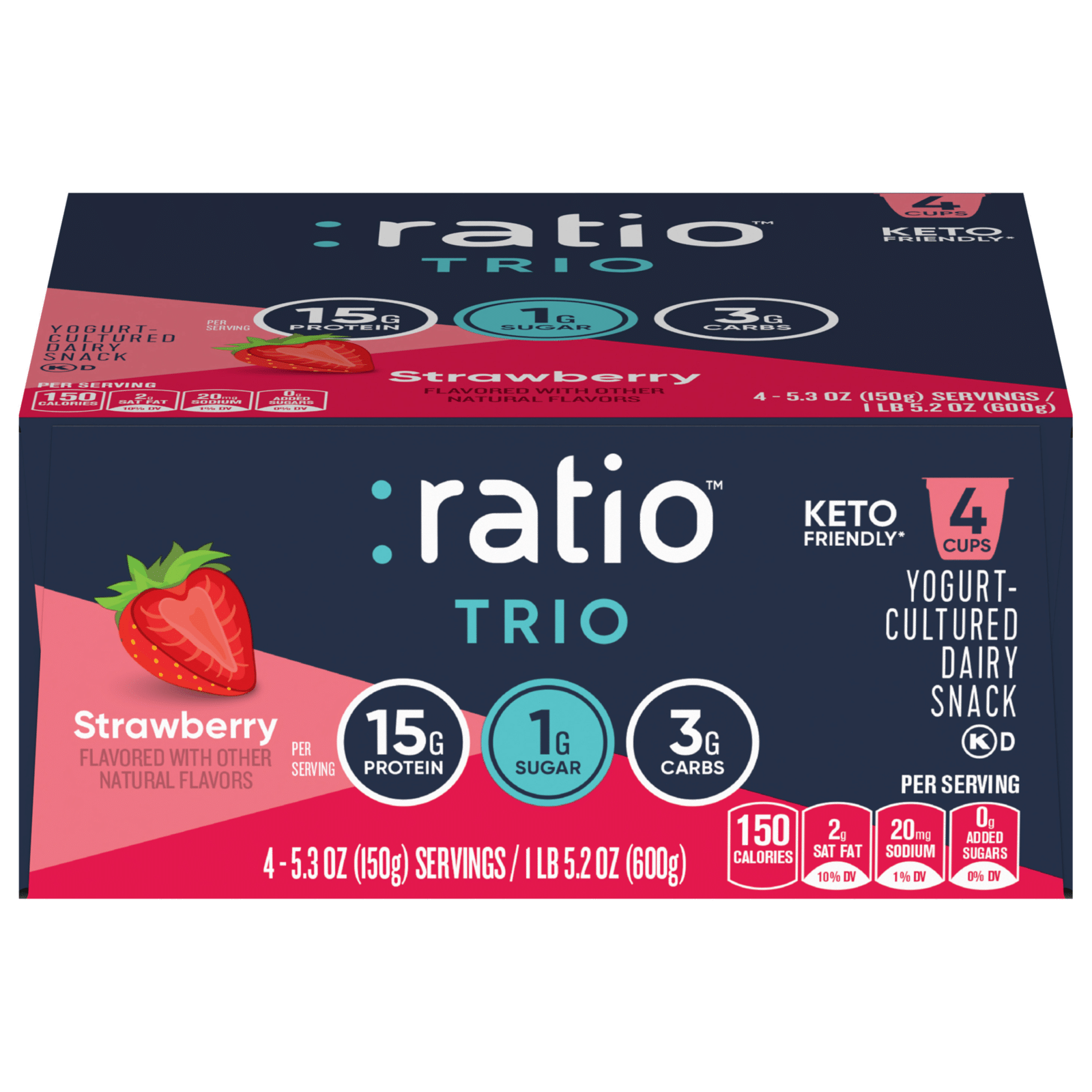 :ratio Keto Friendly Yogurt Strawberry Dairy Snack